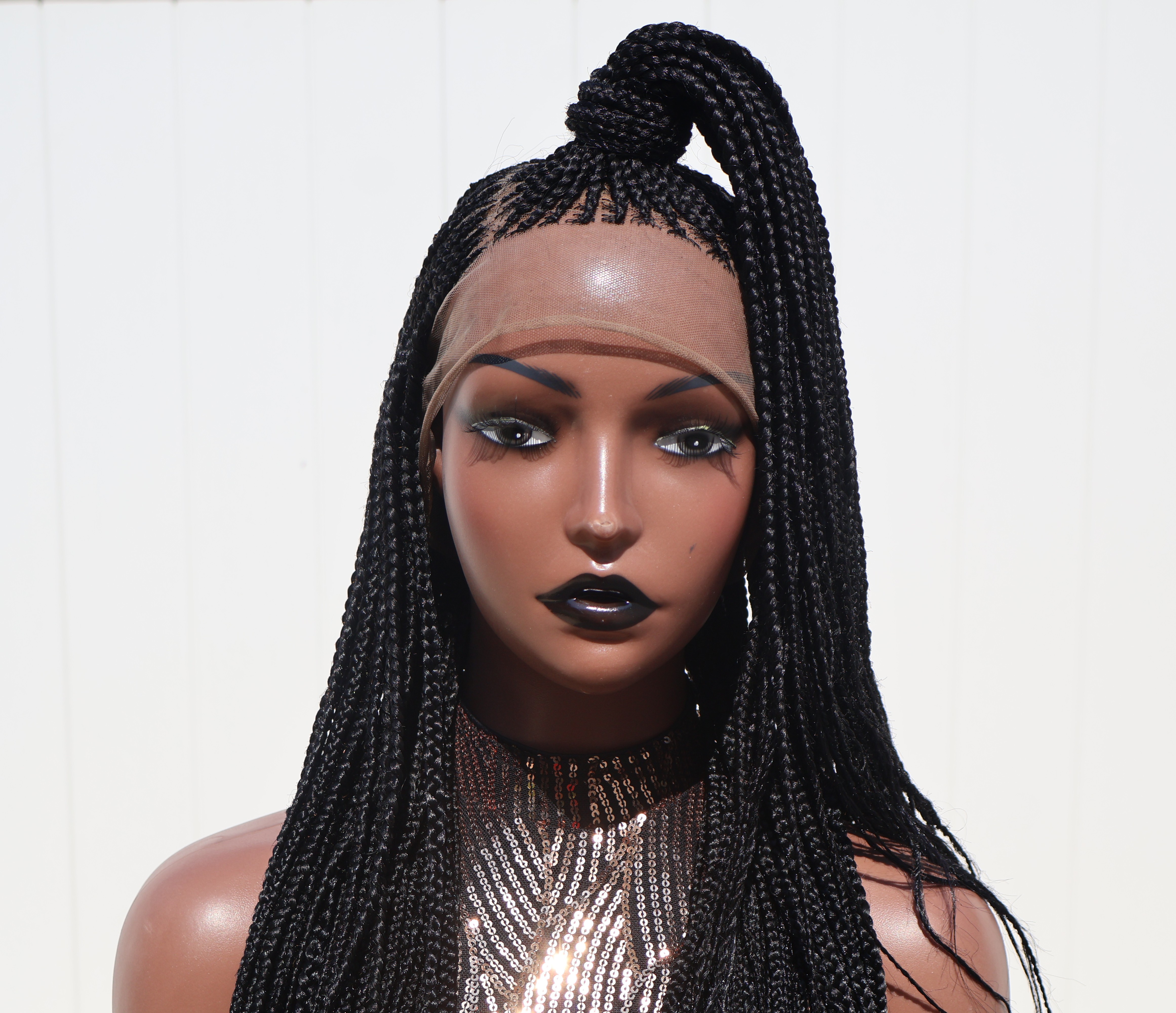 Half Up Half Down Glueless Braided Wig Natural Protective Style