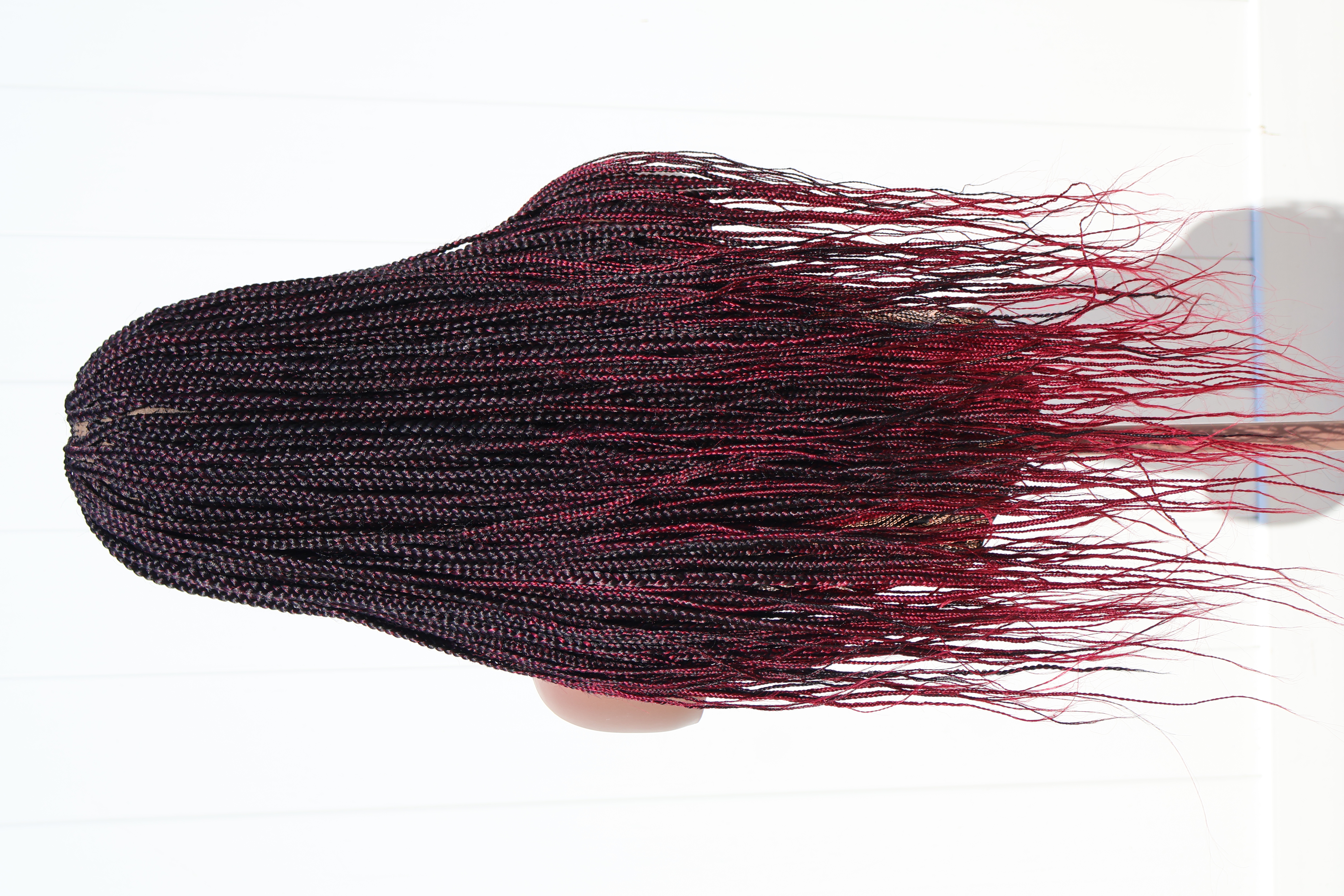 Burgundy Ombre Box Braids 360 Lace Wig Premium Comfortable Fit