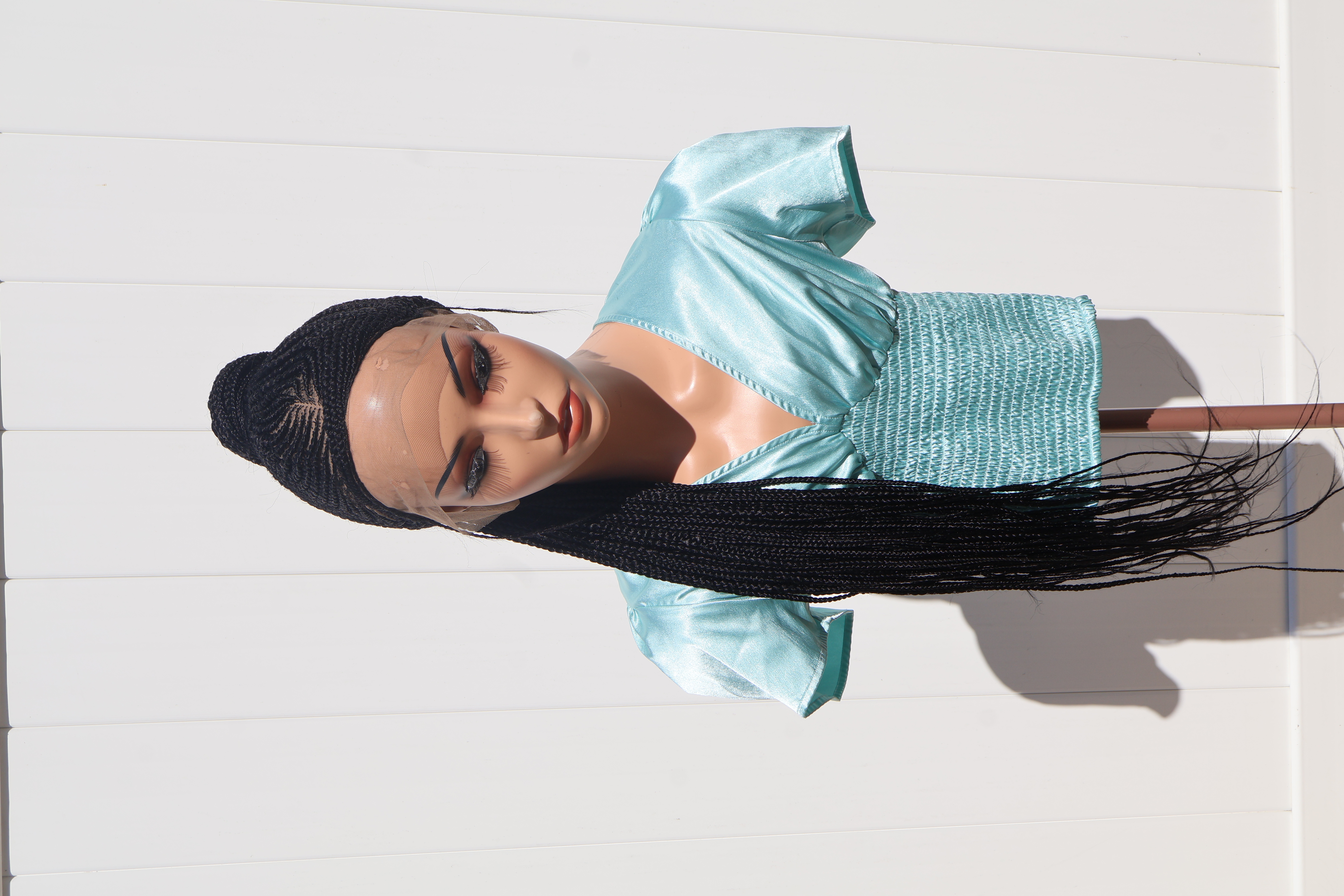 High Ponytail African Hairstyle Braided Wig 42" Full Lace Cap 