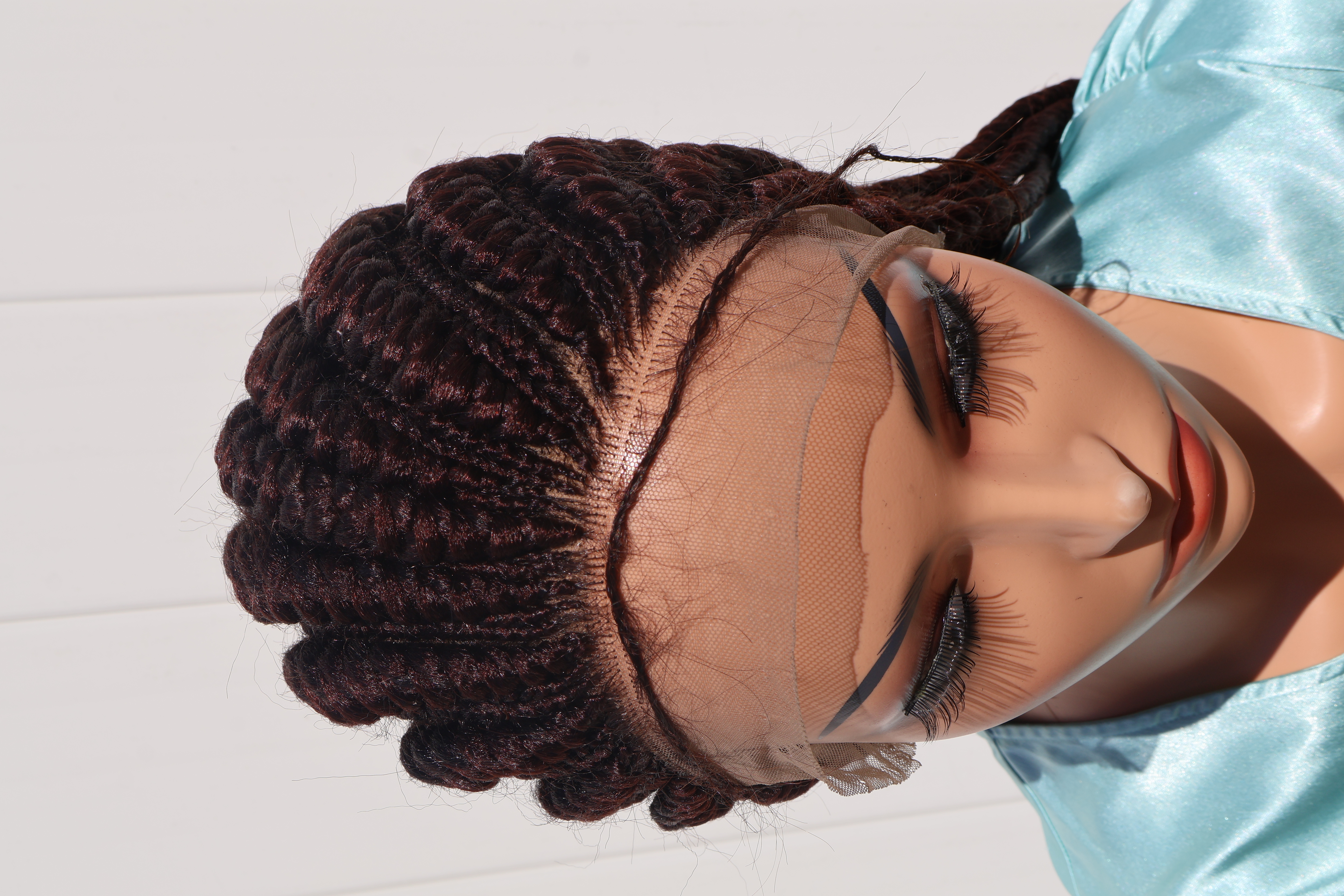 Dark Brown Jumbo Alternating Cornrow Lace Wig Salon Quality Lightweight Style Glueless Fit 