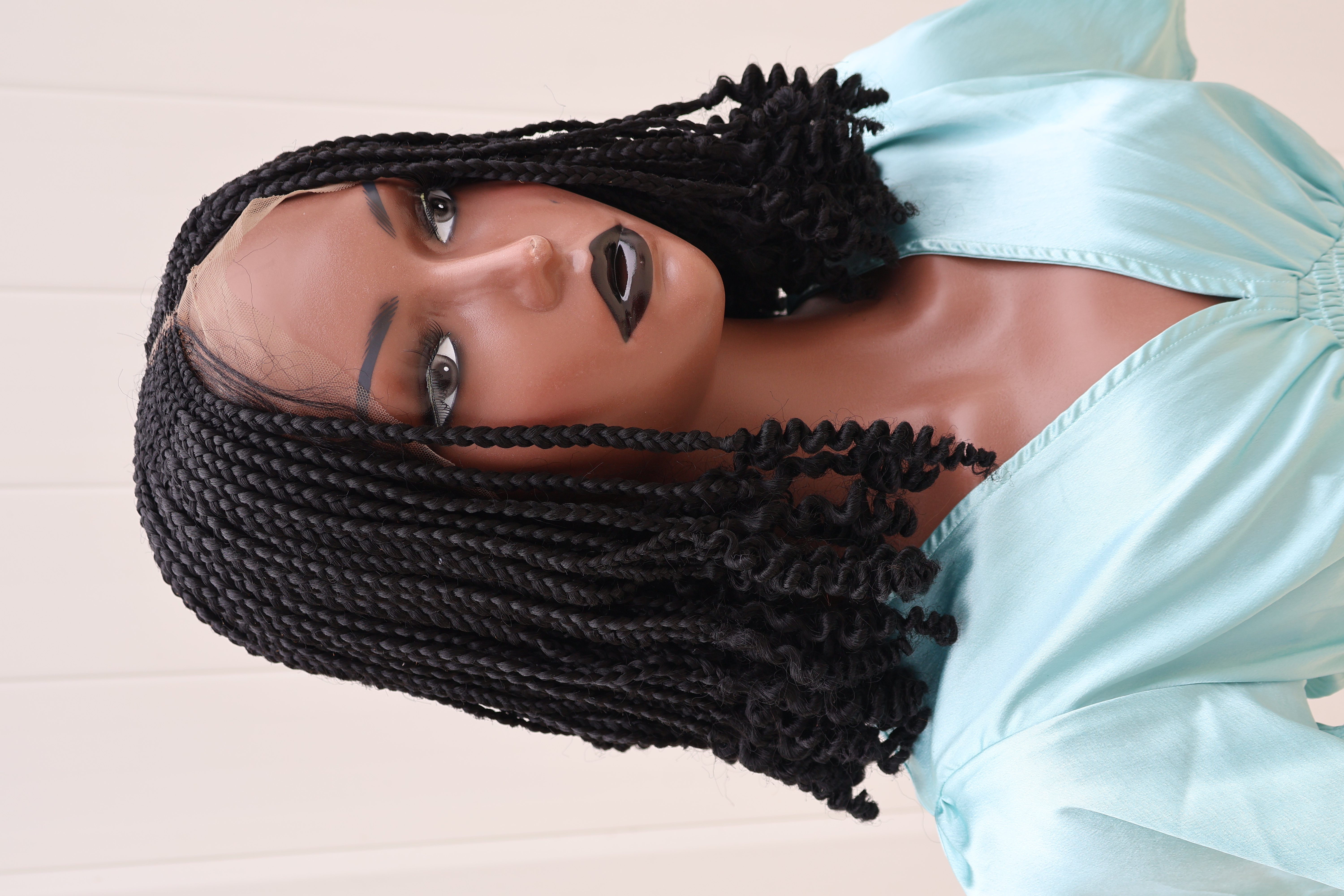 Middle Part Boho Braids With Curly Ends Lightweight Natural Glueless Hairstyle