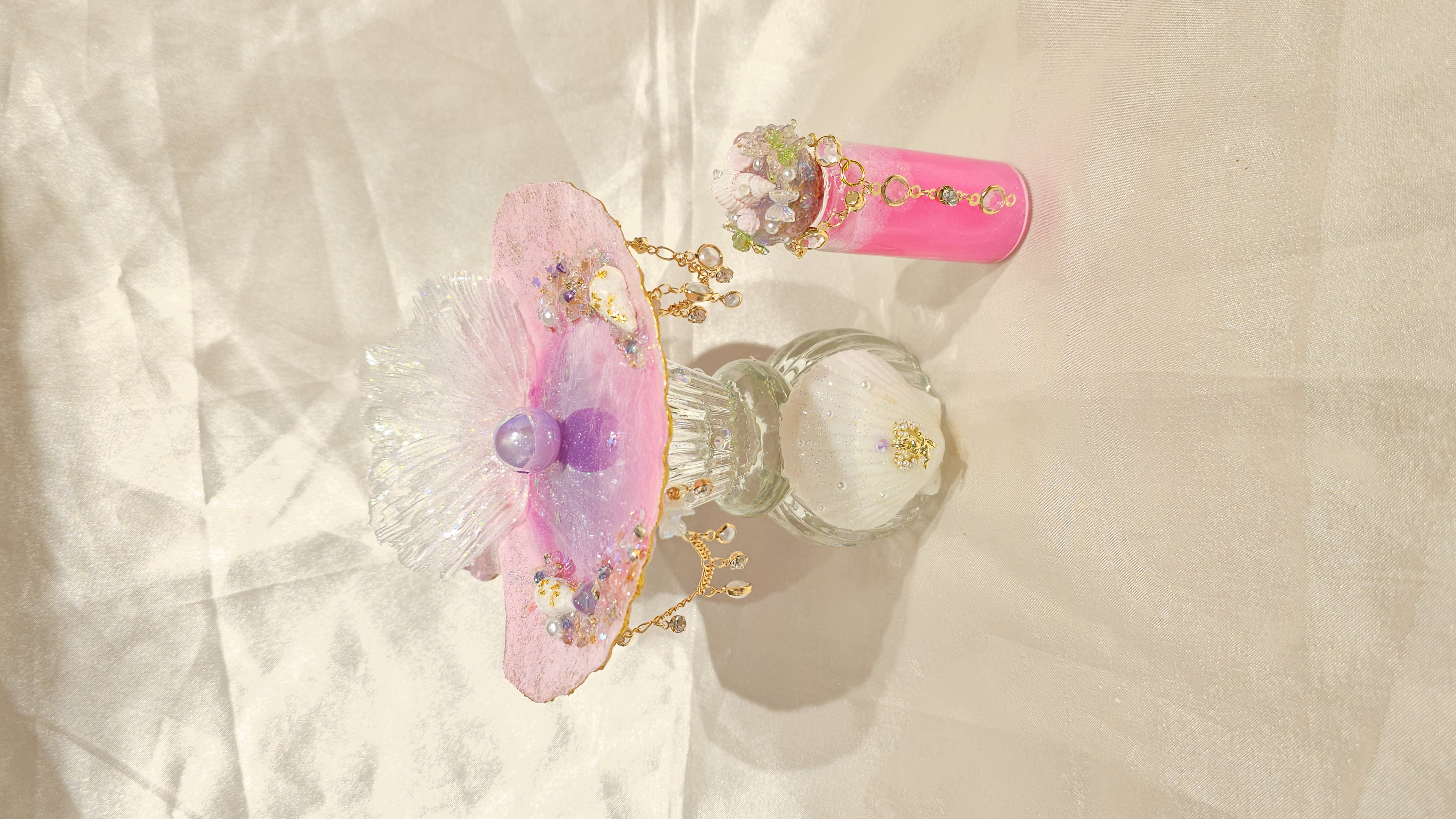 Pink Lotus Awakening - Half Scallop Altar/Jewelry Tray Collection