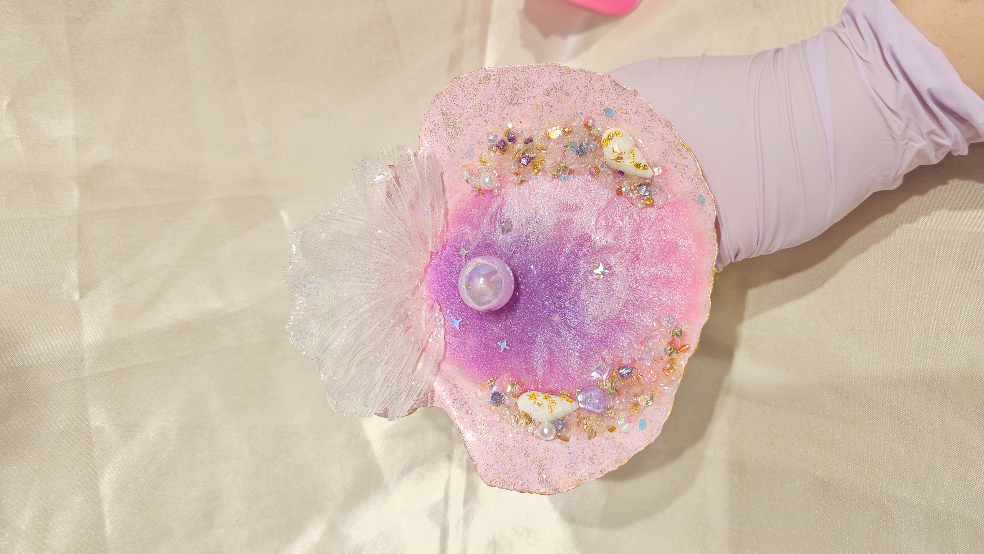 Pink Lotus Awakening - Half Scallop Altar/Jewelry Tray Collection