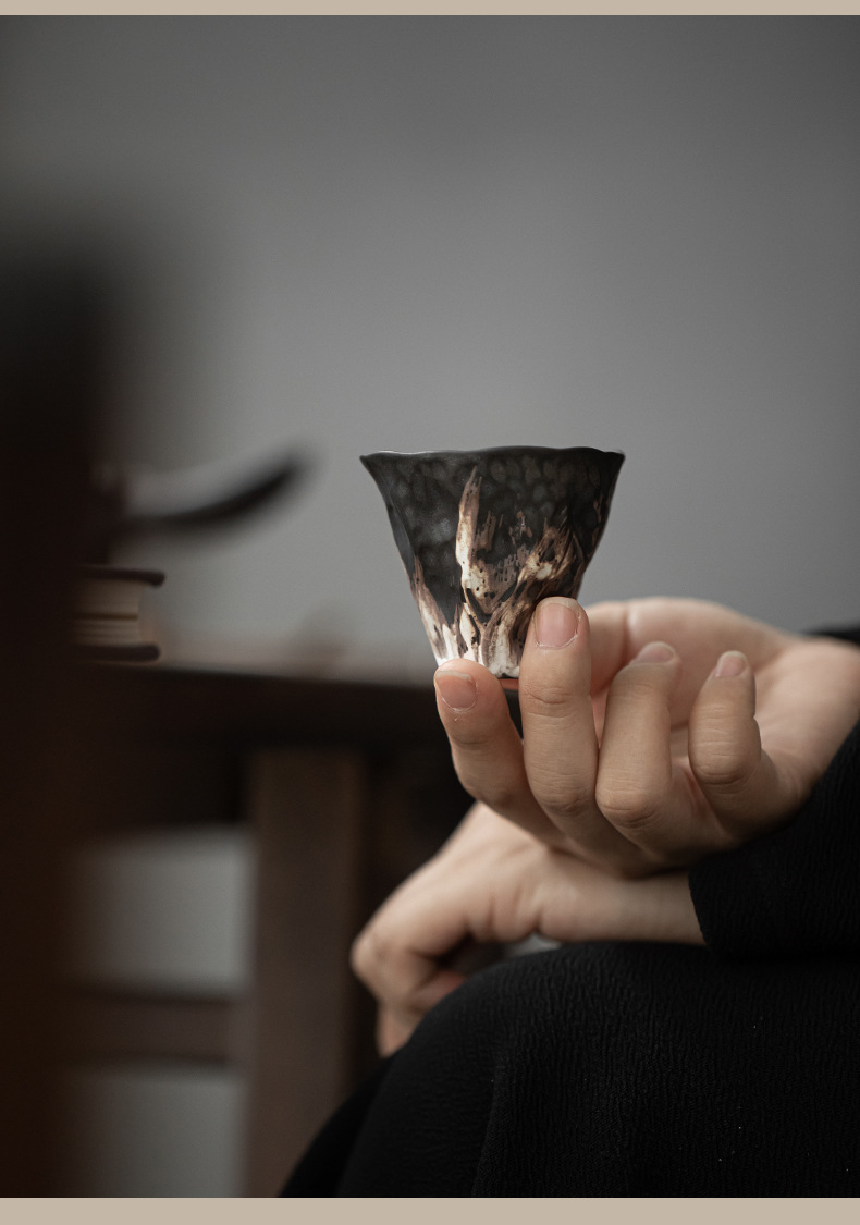 Rustic Wabi-Sabi Lotus Tea Cup - Handmade Asian Inspired 