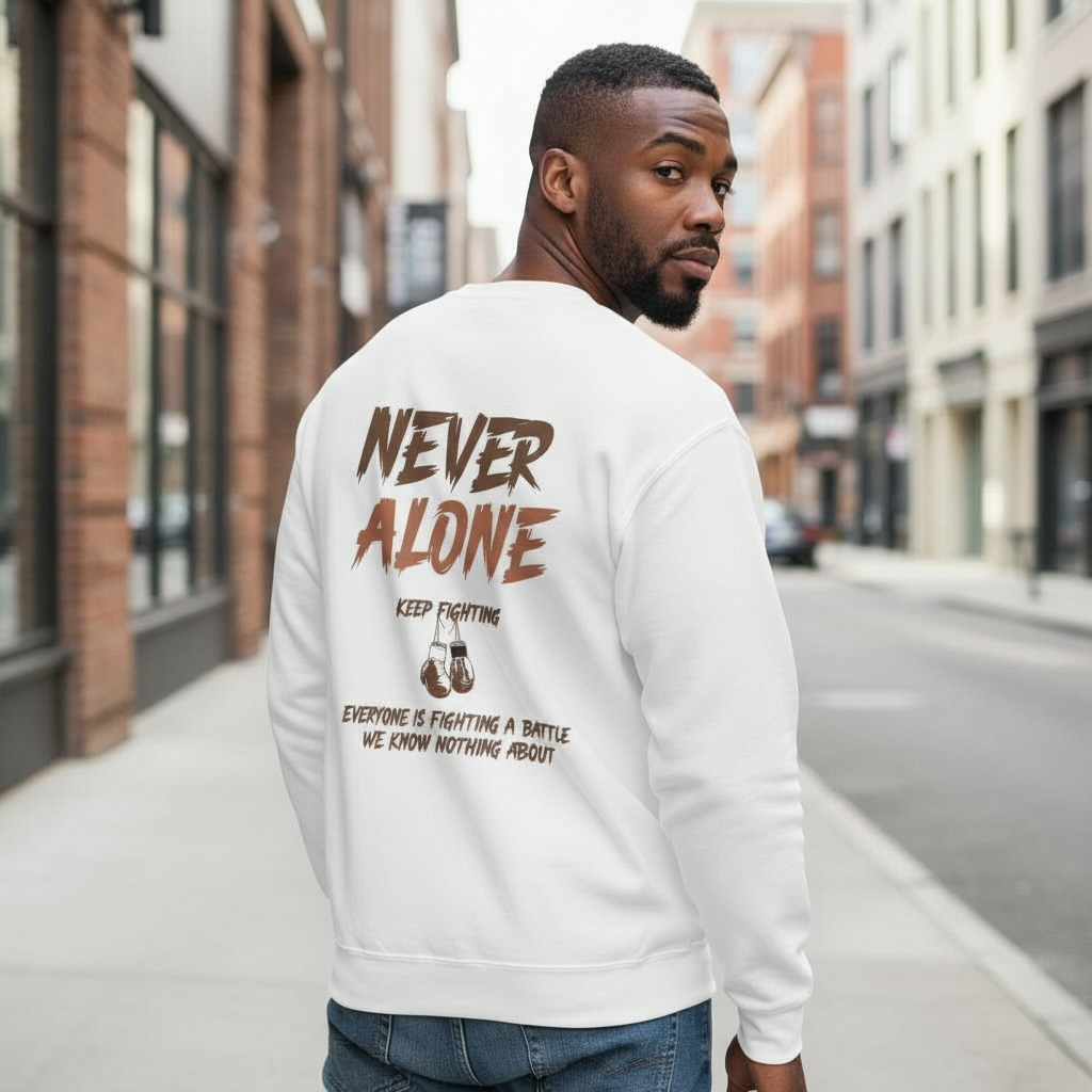 Never Alone White Sweatshirt