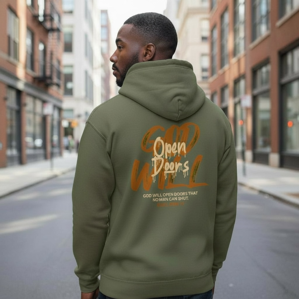 Olive Green 'Open Doors' Hoodie