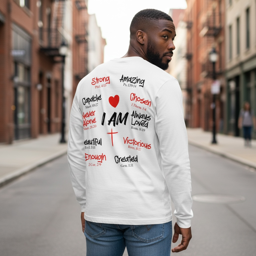 I AM Heart Print Long Sleeve Shirt
