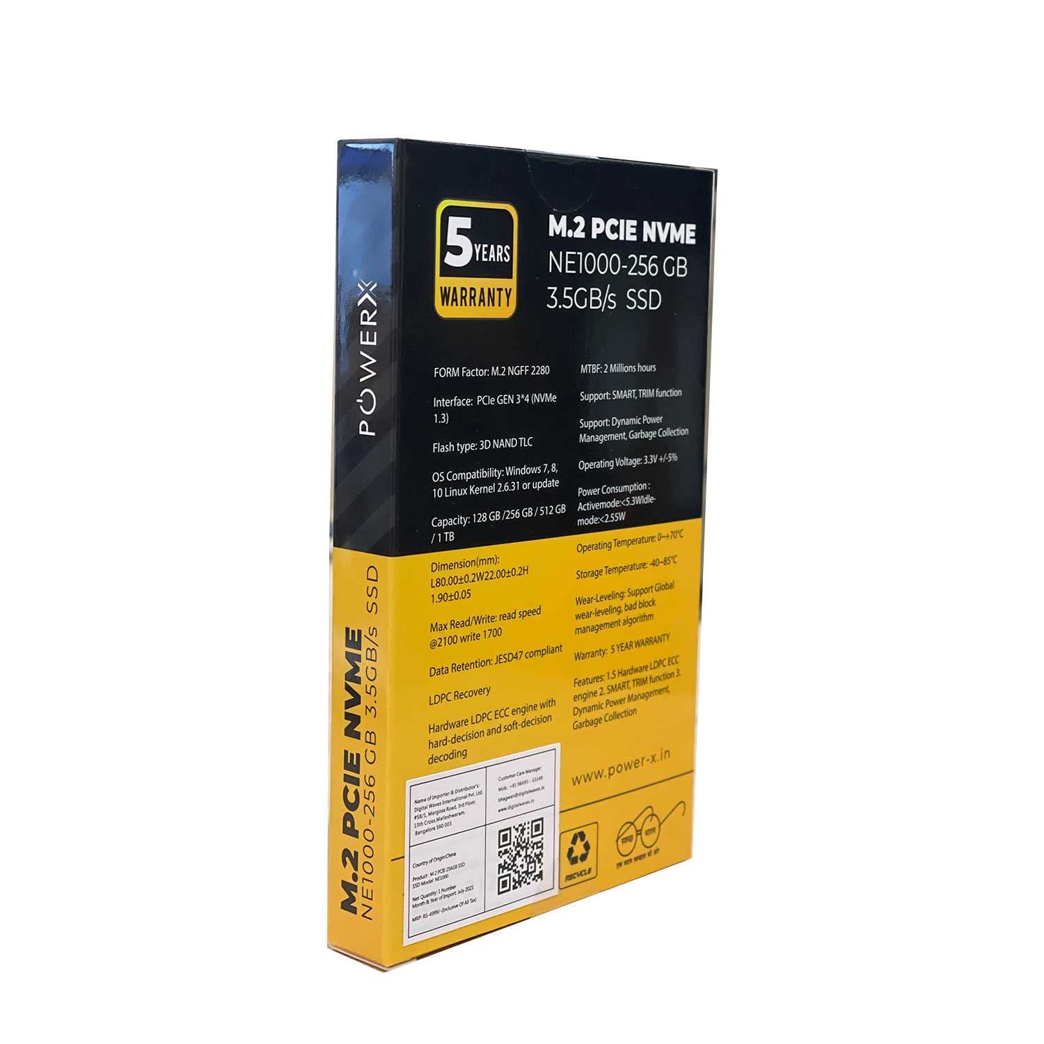 POWERX M.2. PCIE NVMe SSD (2280) Internal Solid State Drive (256GB) for Laptop & Desktop