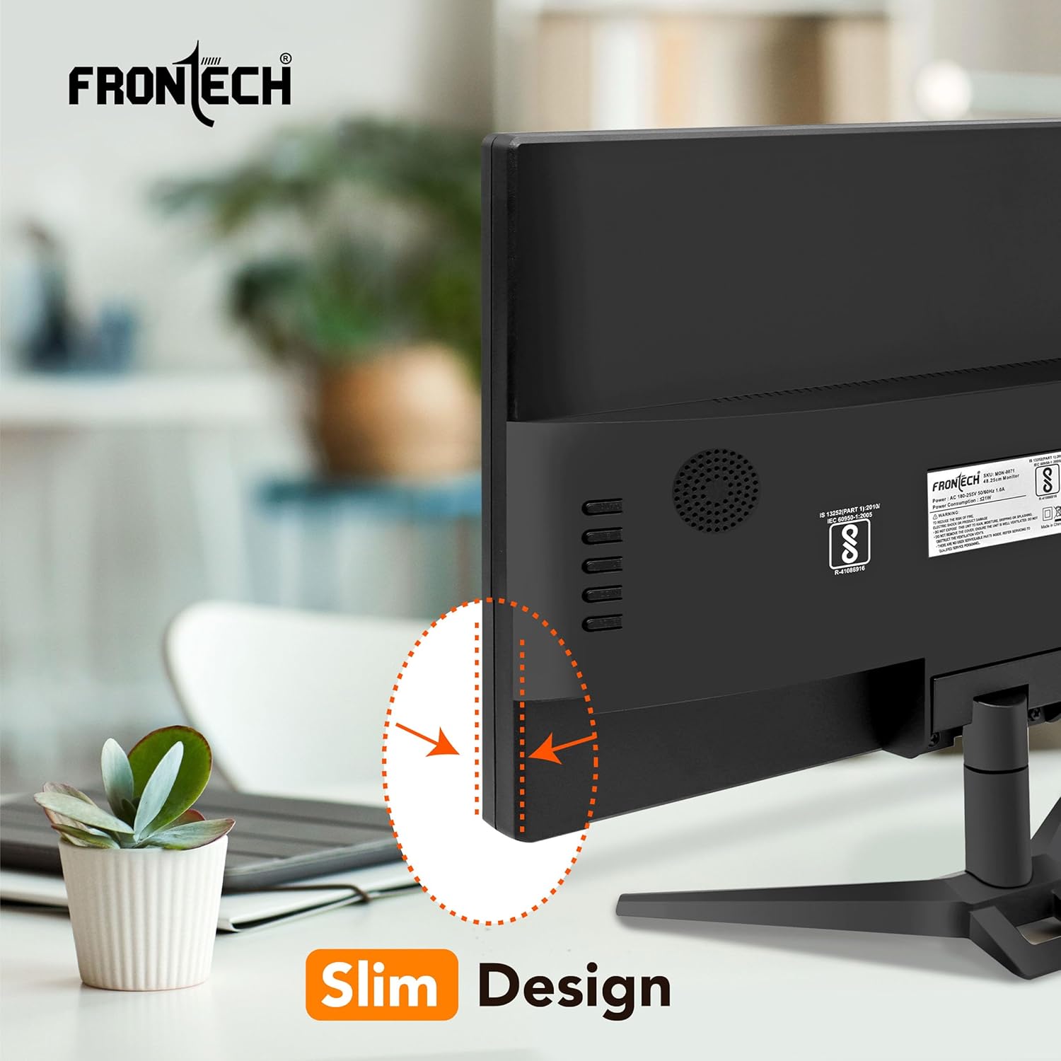 FRONTECH 19 Inch HD LED Monitor | Refresh Rate 60 Hz,1440 x 900 Pixels | Wall Mountable Slim & Stylish Design with 16.7M Colors | HDMI & VGA Ports,Built-in Power Supply (MON-0071,Black)