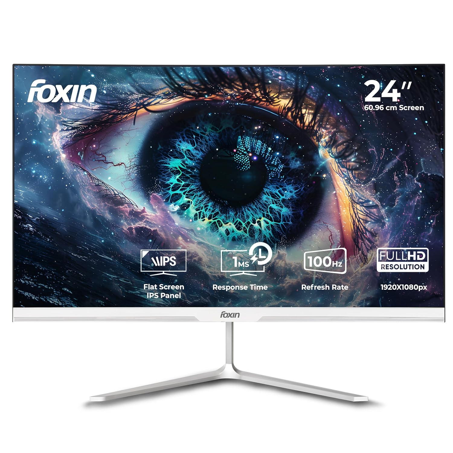 Foxin 24 Inch Full HD LED Monitor (1920 x 1080) Elite Series | IPS Panel | 100Hz | True Pixel | Anti-Glare & Flicker Free | Frameless | 16.7 Million Colors | Elite Series
