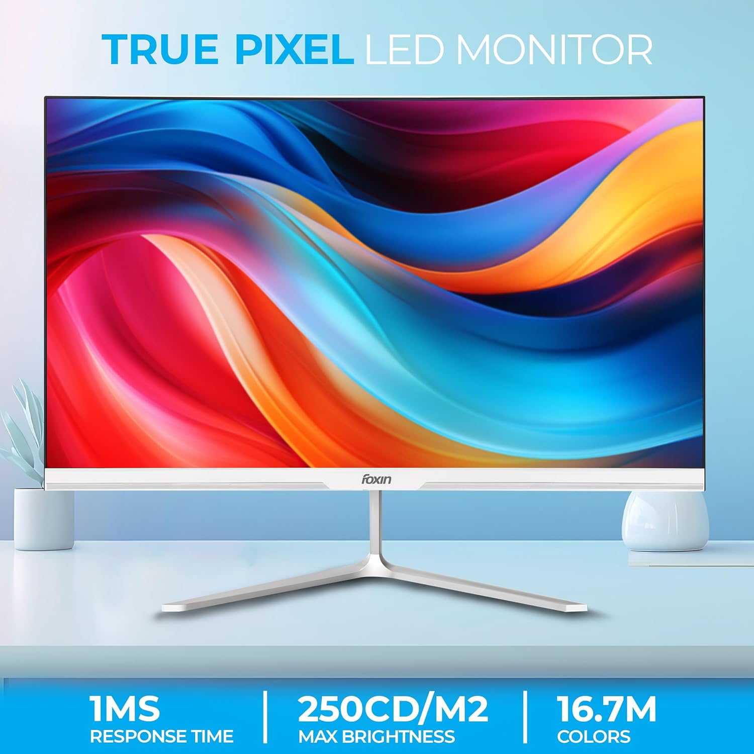 Foxin 24 Inch Full HD LED Monitor (1920 x 1080) Elite Series | IPS Panel | 100Hz | True Pixel | Anti-Glare & Flicker Free | Frameless | 16.7 Million Colors | Elite Series