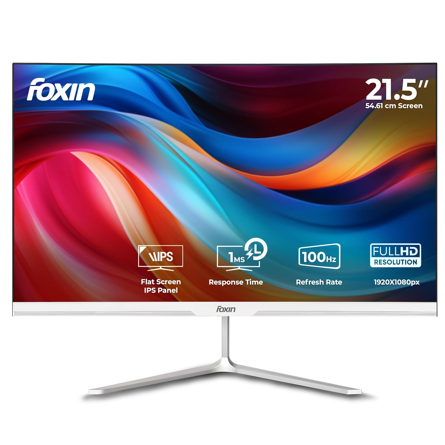 Foxin 21.5 Inch Full HD LED Monitor (1920 x 1080) Elite Series | IPS Panel | 100Hz | True Pixel | Anti-Glare & Flicker Free | Frameless | 16.7 Million Colors | Elite Series