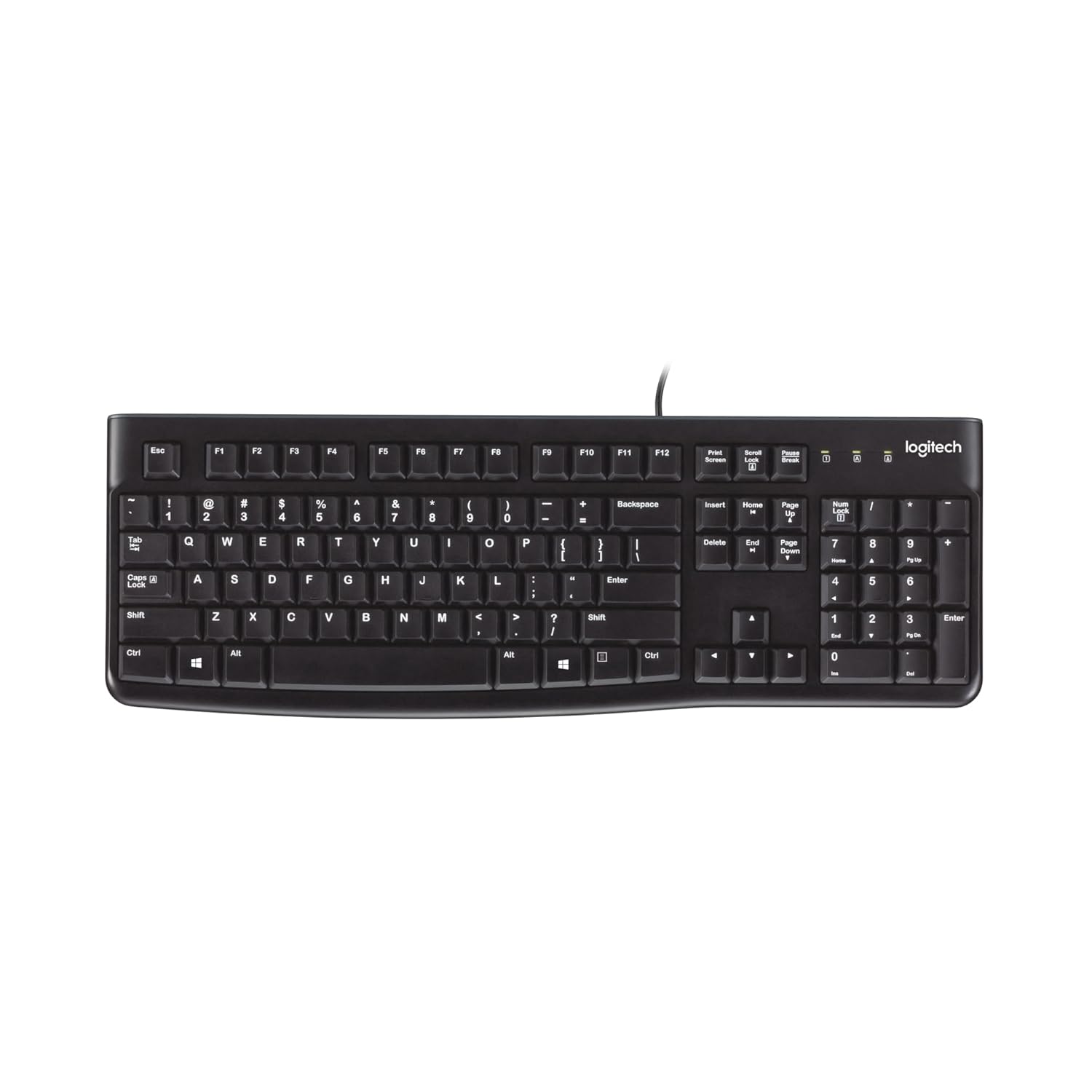 Logitech K120 Wired Keyboard for Windows, USB Plug-and-Play, Full-Size, Spill-Resistant, Curved Space Bar, Compatible with PC, Laptop