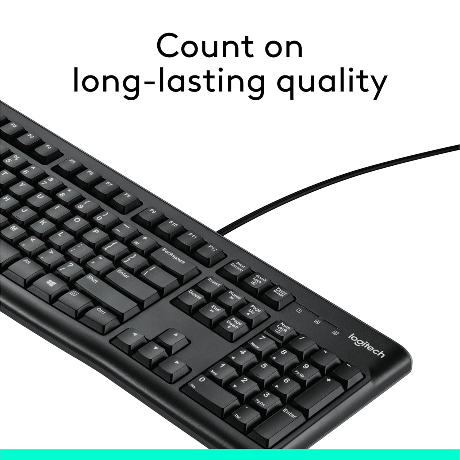 Logitech K120 Wired Keyboard for Windows, USB Plug-and-Play, Full-Size, Spill-Resistant, Curved Space Bar, Compatible with PC, Laptop