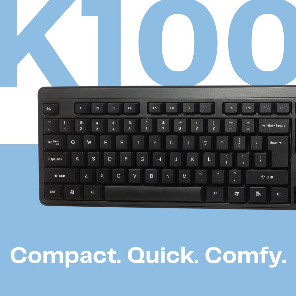 HP K100 Wired Keyboard, Quick, Comfy and Accurate, USB Plug & Play 