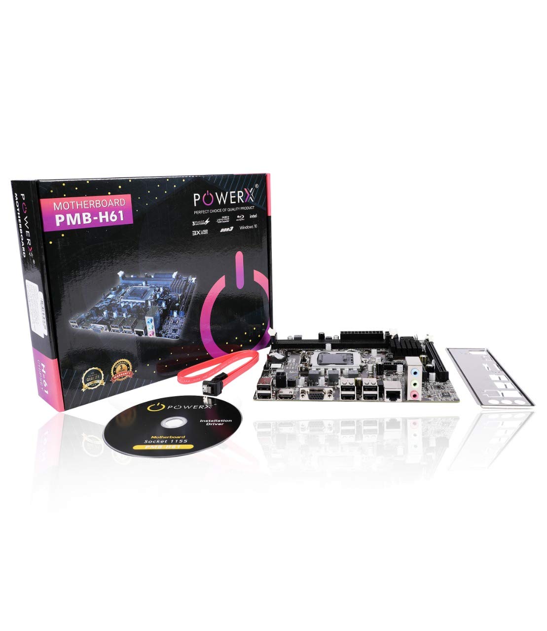 POWERX Pmb H61 Lga1155 Socket Support Motherboard, atx, sdram 