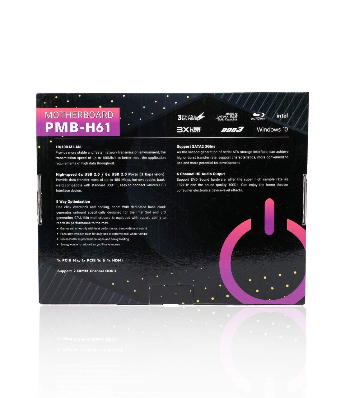 POWERX Pmb H61 Lga1155 Socket Support Motherboard, atx, sdram 