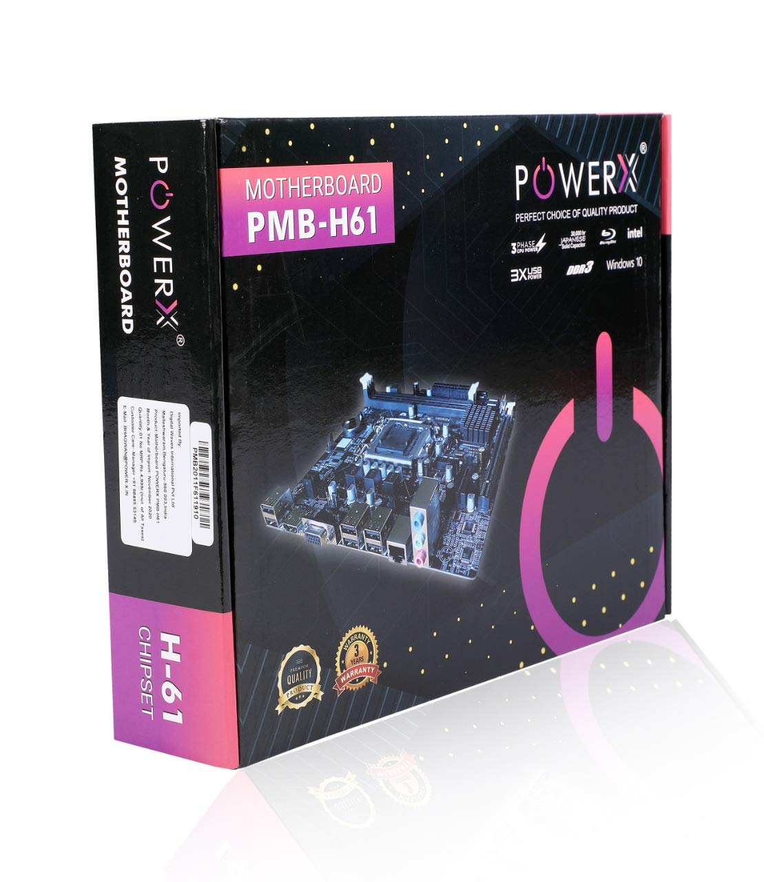 POWERX Pmb H61 Lga1155 Socket Support Motherboard, atx, sdram 