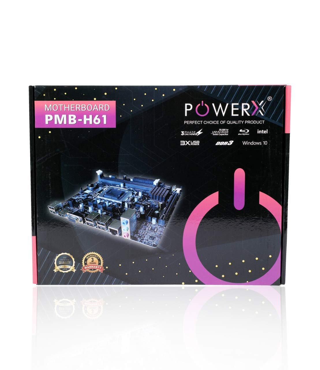 POWERX Pmb H61 Lga1155 Socket Support Motherboard, atx, sdram 