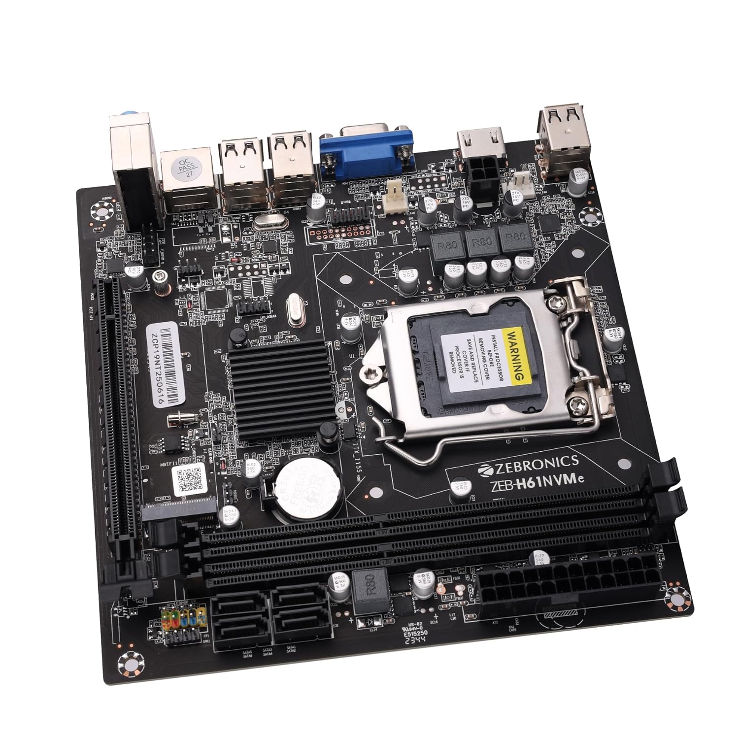 ZEBRONICS H61-NVMe/ H61 M2 Micro-ATX Motherboard for LGA 1155 Socket, Supports Intel 2nd & 3rd Generation Processors, M.2 Slot, 5.1 Audio, DDR3 1600 MHz, Ports (RJ45 | SATA | USB | HDMI)