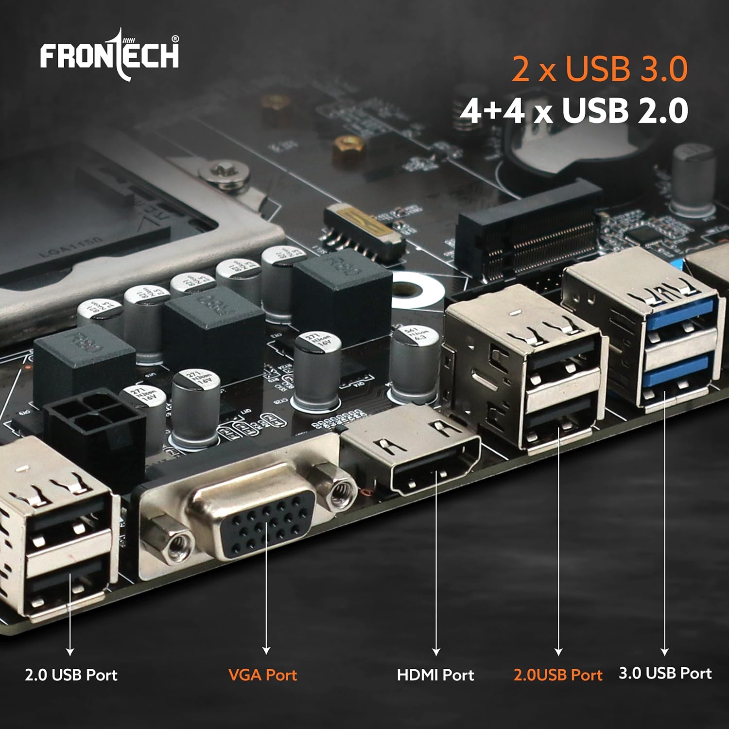 FRONTECH H81 Chipset Motherboard with 2xDDR3 RAM Slots LGA1150 Supports 4th Gen (HASWELL) Processors | 2xUSB 3.0, 4xUSB 2.0 | 4xSATA Slots | NVME Slots, 1xPCIEX16, 1xHDMI, 1xVGA (FT-0471)