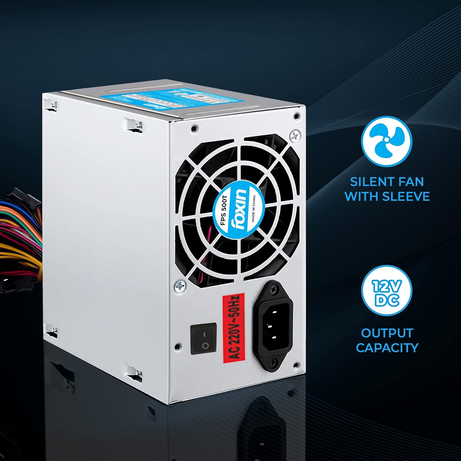 Foxin FPS-500S SMPS with 20 Plus 4 Pin Connector, Multiple Protection, Stable Power Output, Optimal Performance and Reliability | 200 Watt | BIS Approved | 1.2M Power Cord |