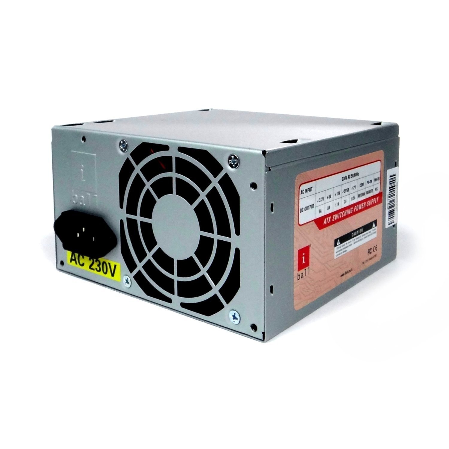 iBall 230 V AC SMPS ATX Computer Power Supply I Output 250 Watts I ATX12V V2.2 I 1 x 20+4 pin connector I 2 x 4 pin IDE connectorsI (ZPS-281)
