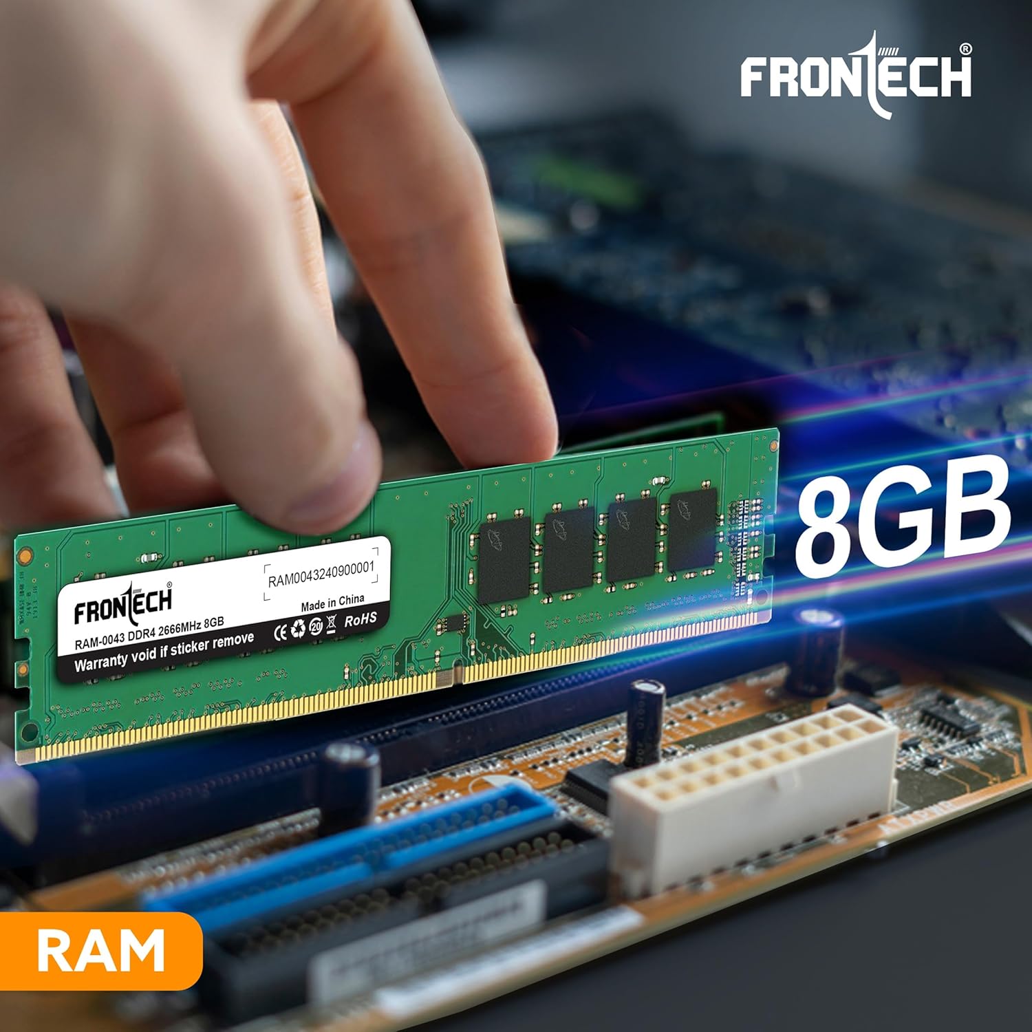 FRONTECH 8GB DDR4 16 Chips 3200 MHz Desktop RAM Memory, Suitable for Gaming, Multitasking (RAM-0043)