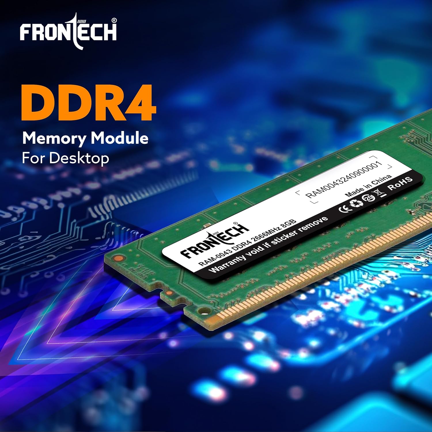 FRONTECH 8GB DDR4 16 Chips 3200 MHz Desktop RAM Memory, Suitable for Gaming, Multitasking (RAM-0043)