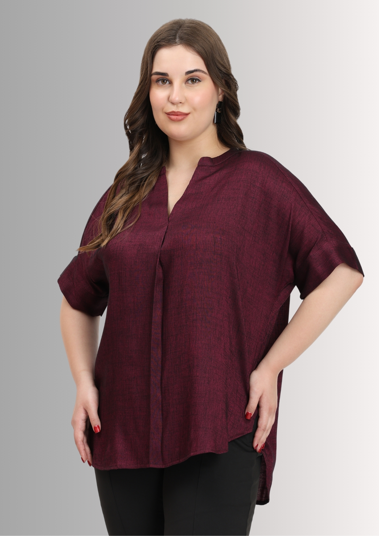 Purple Relaxed fit Tops for Women Plus Size