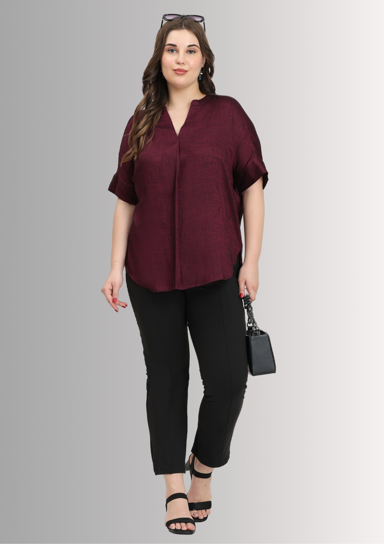 Purple Relaxed fit Tops for Women Plus Size