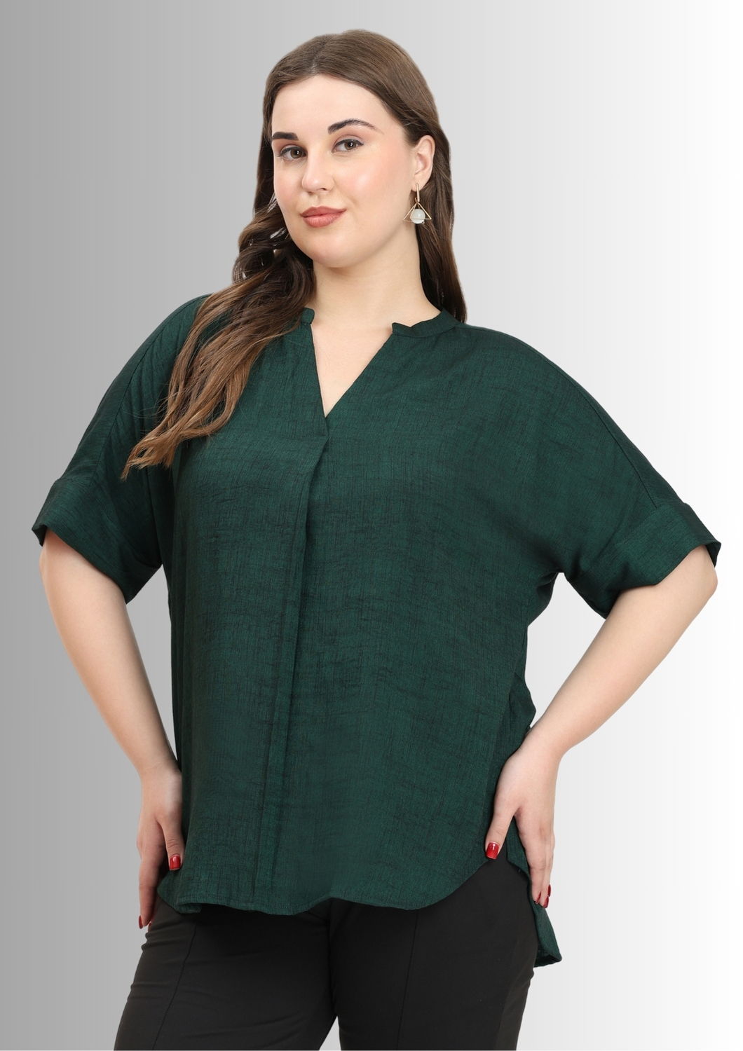 Bottle Green Relaxed fit Tops for Women