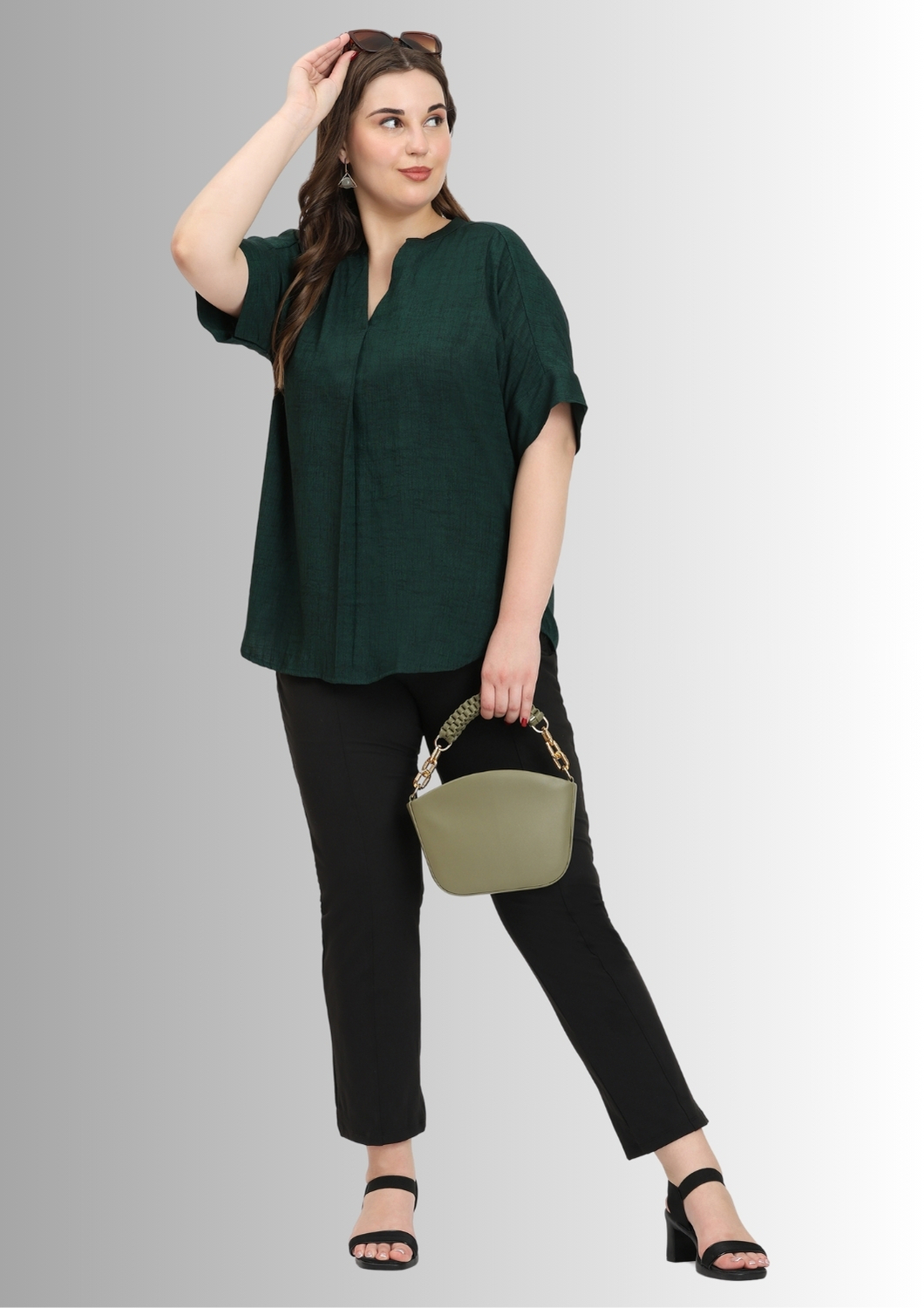 Bottle Green Relaxed fit Tops for Women