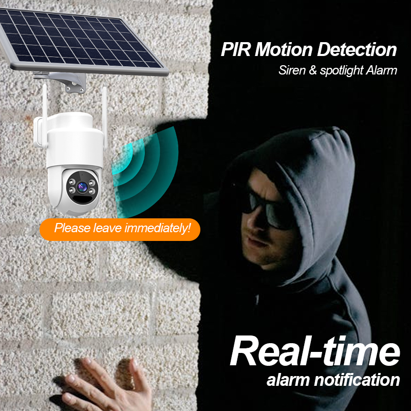  4G Solar Panel Power IP Camera PIR  1 HD Lens Camera