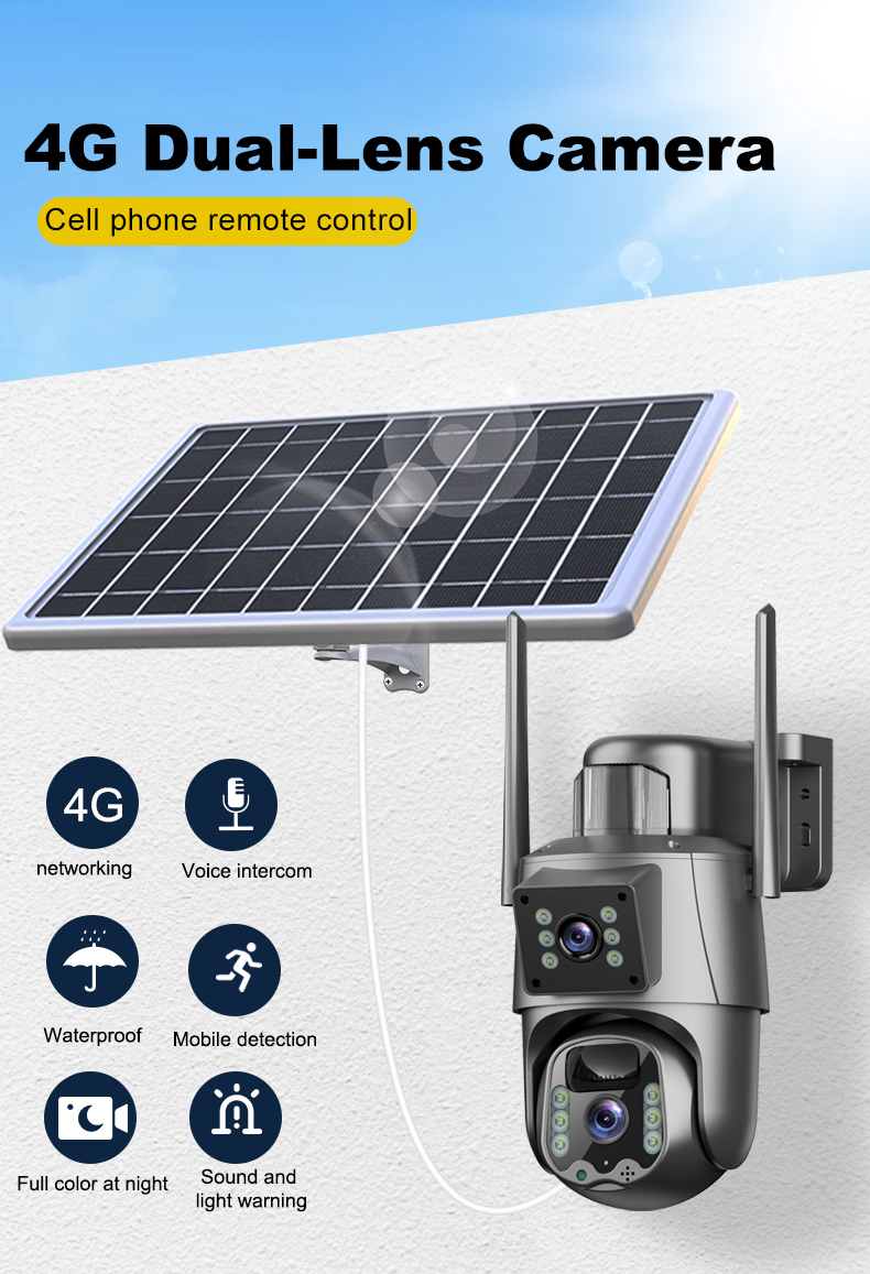 Solar Panel Power IP Camera PIR 4G Security Camera