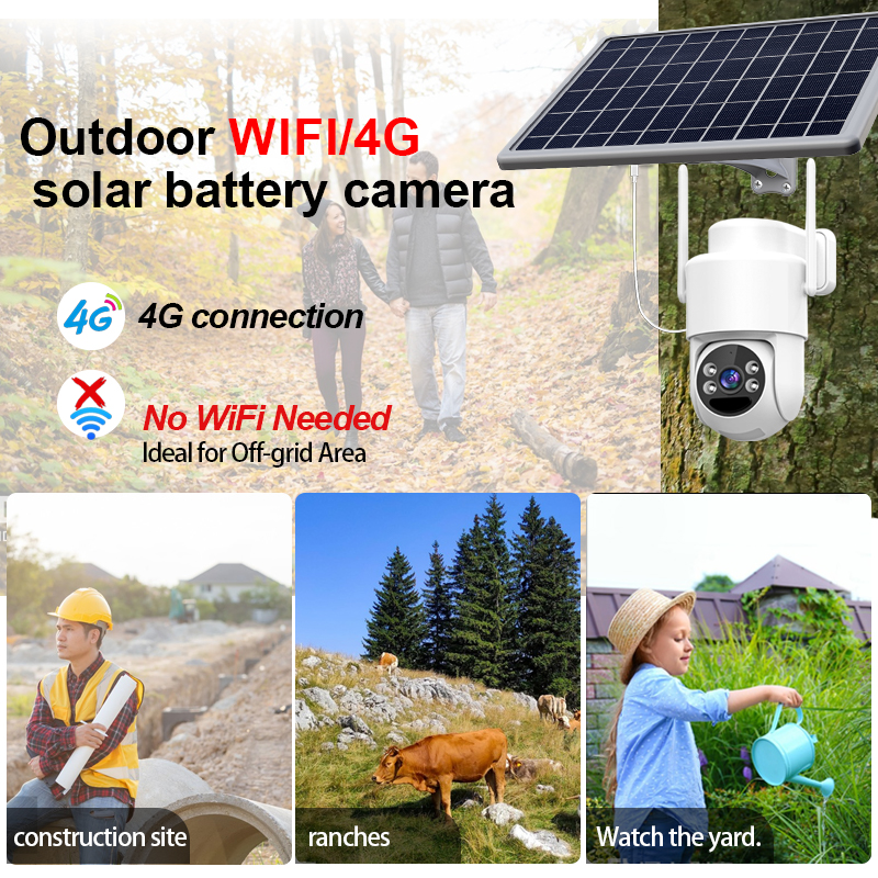  4G Solar Panel Power IP Camera PIR  1 HD Lens Camera
