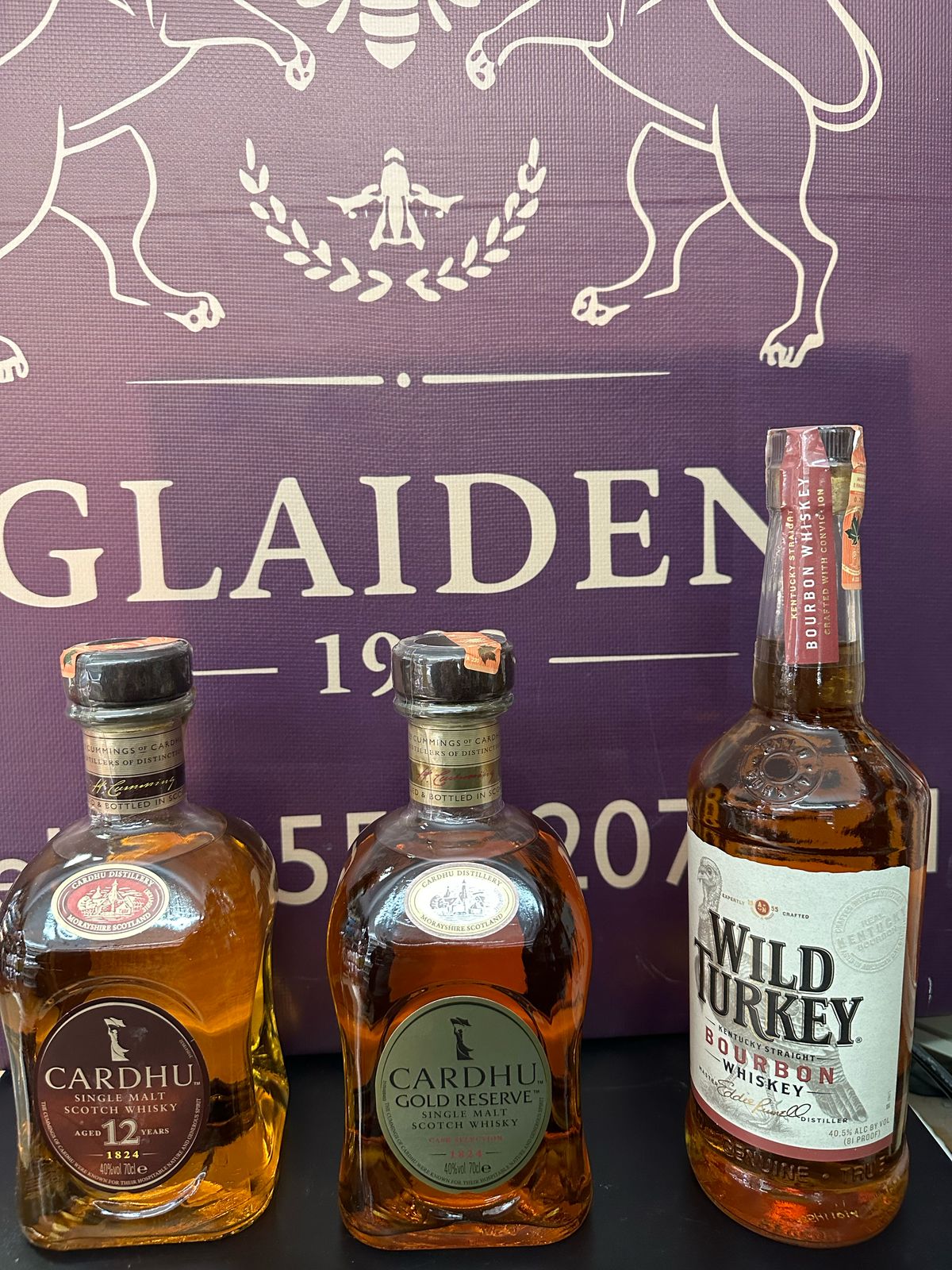 CARDHU 12+CARDHU GOLD RESERVE+WILD TURKEY
