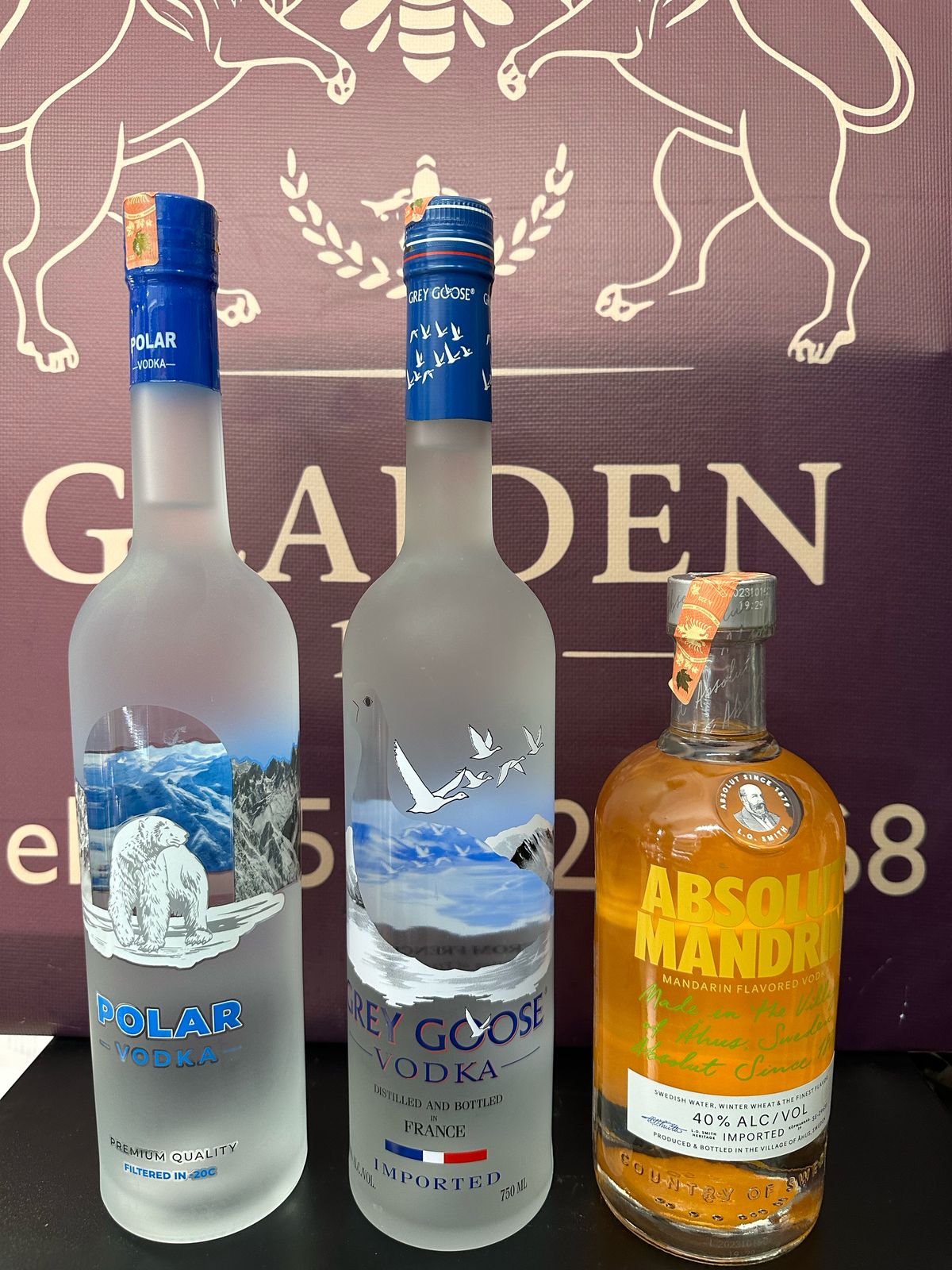 VODKA GREY GOOSE+POLAR+ABSOLUT