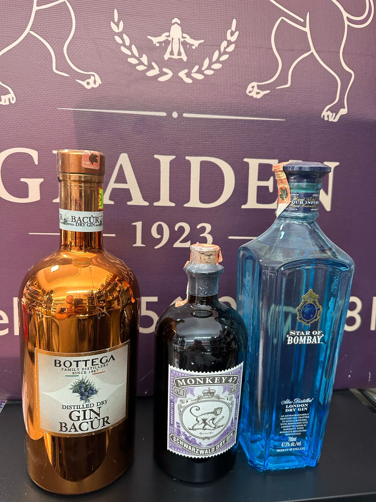 GIN MONKEY 47+STAR OF BOMBAY+GIN BACUR