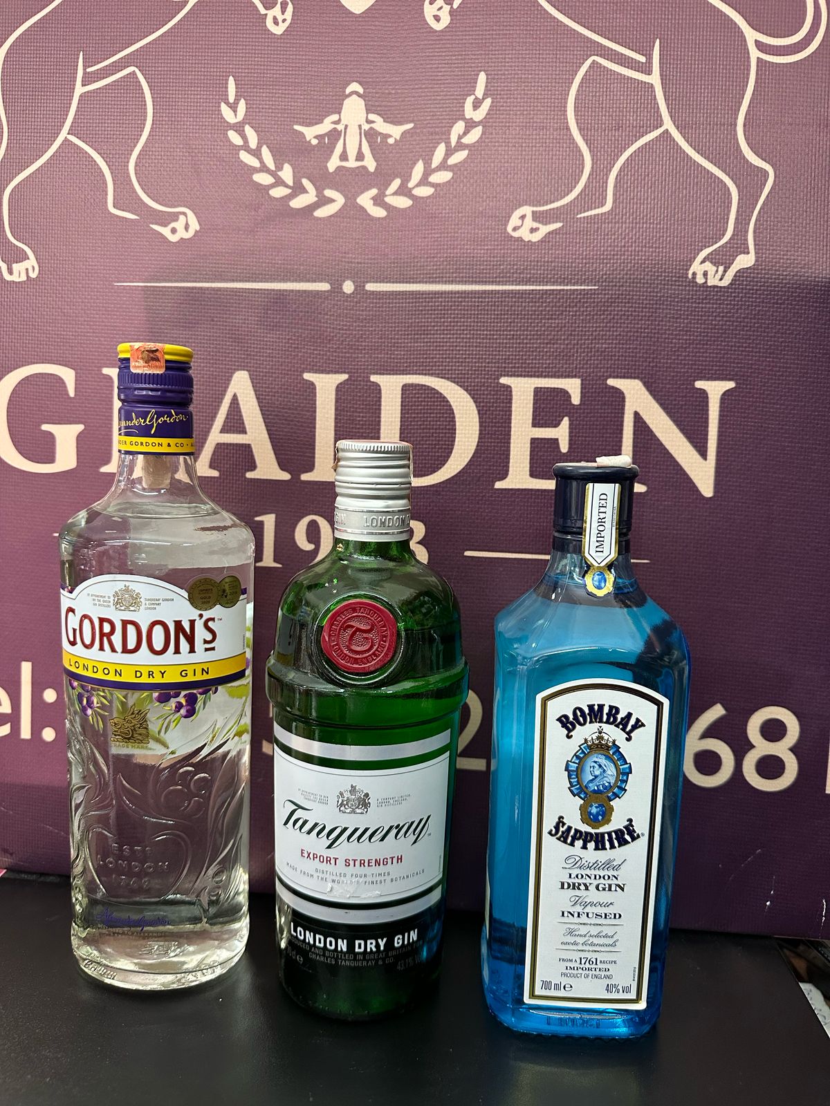 GIN GORDONS+TANQUERAY+BOMBAY