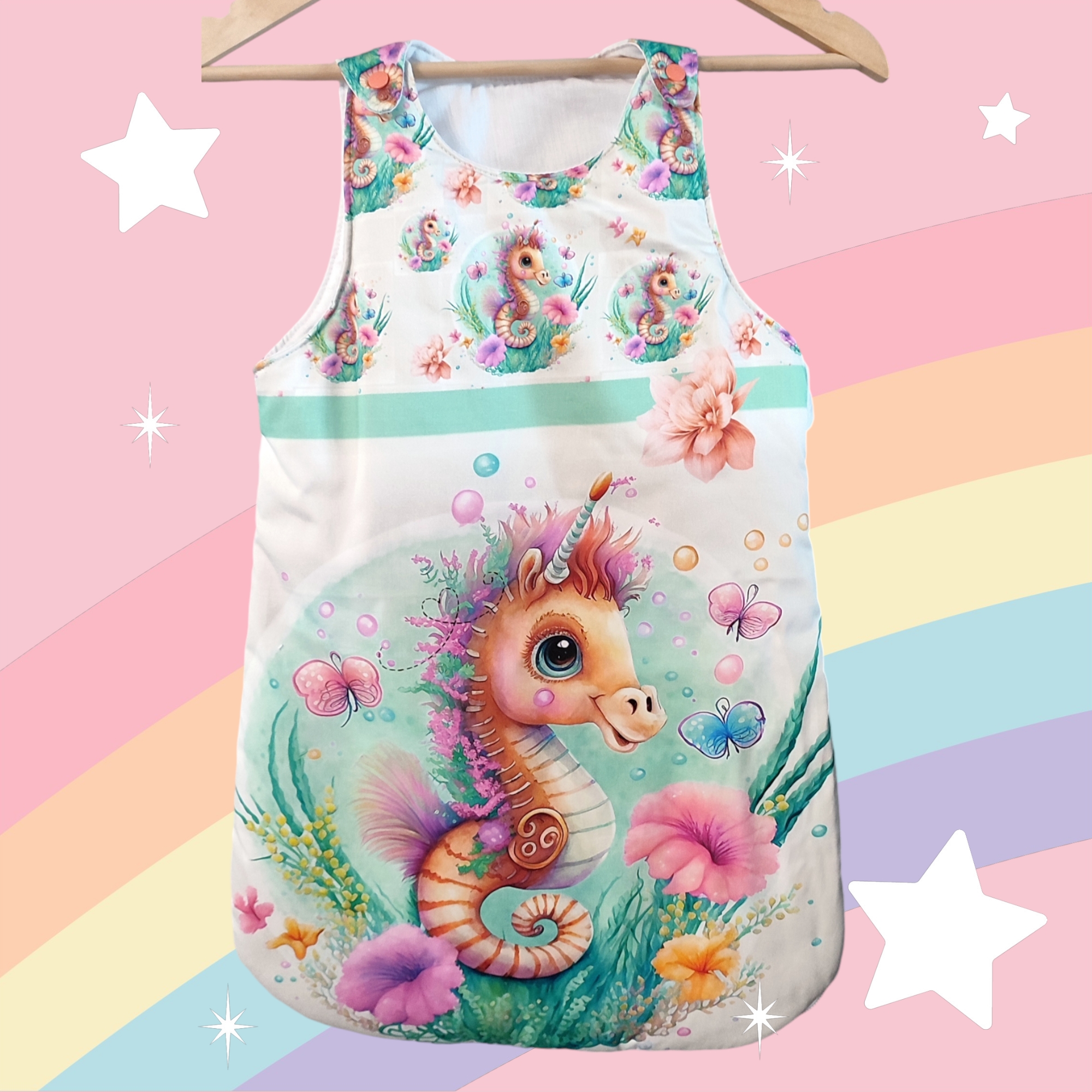 Gigoteuse bébé motif licorne hippocampe , taille 0 à 6 mois