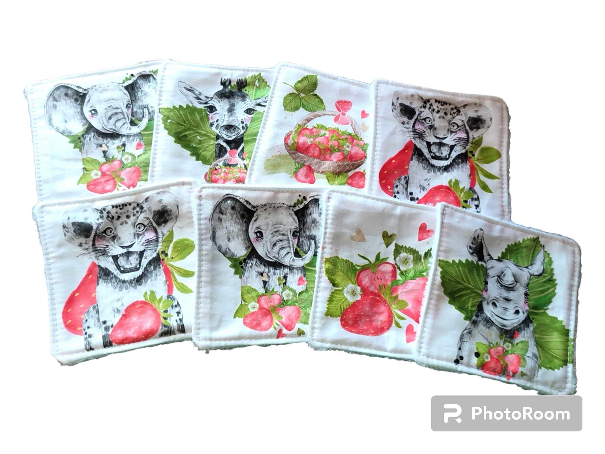 Lingettes lavables , motif animaux de la savane