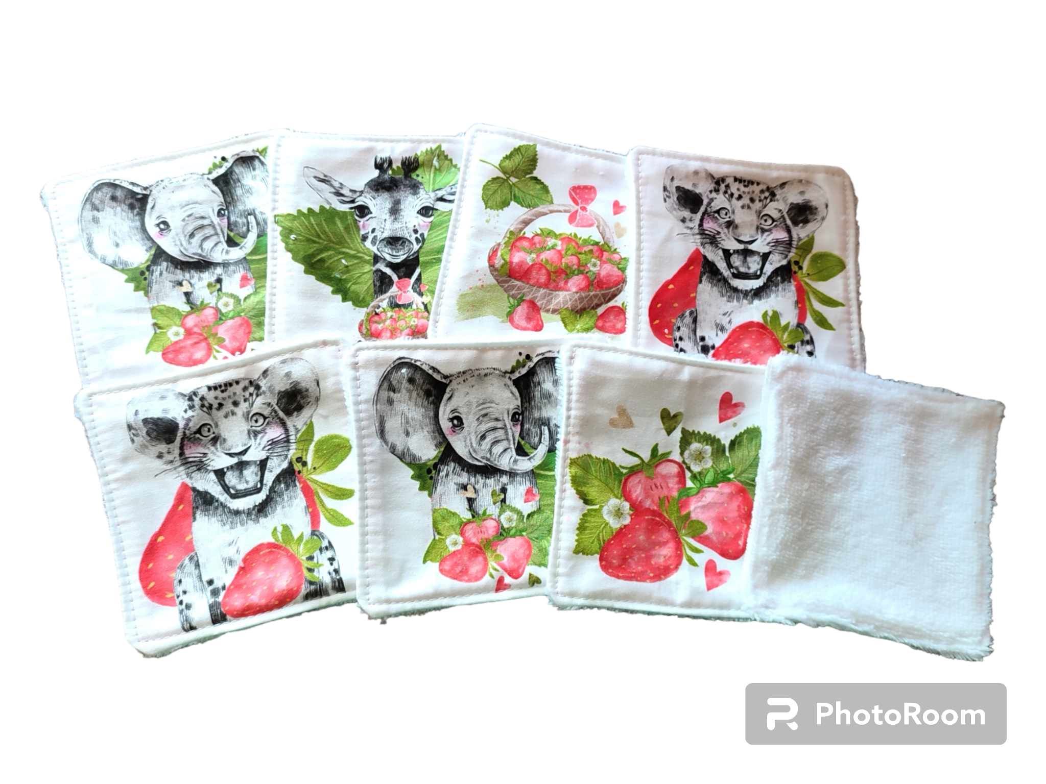 Lingettes lavables , motif animaux de la savane