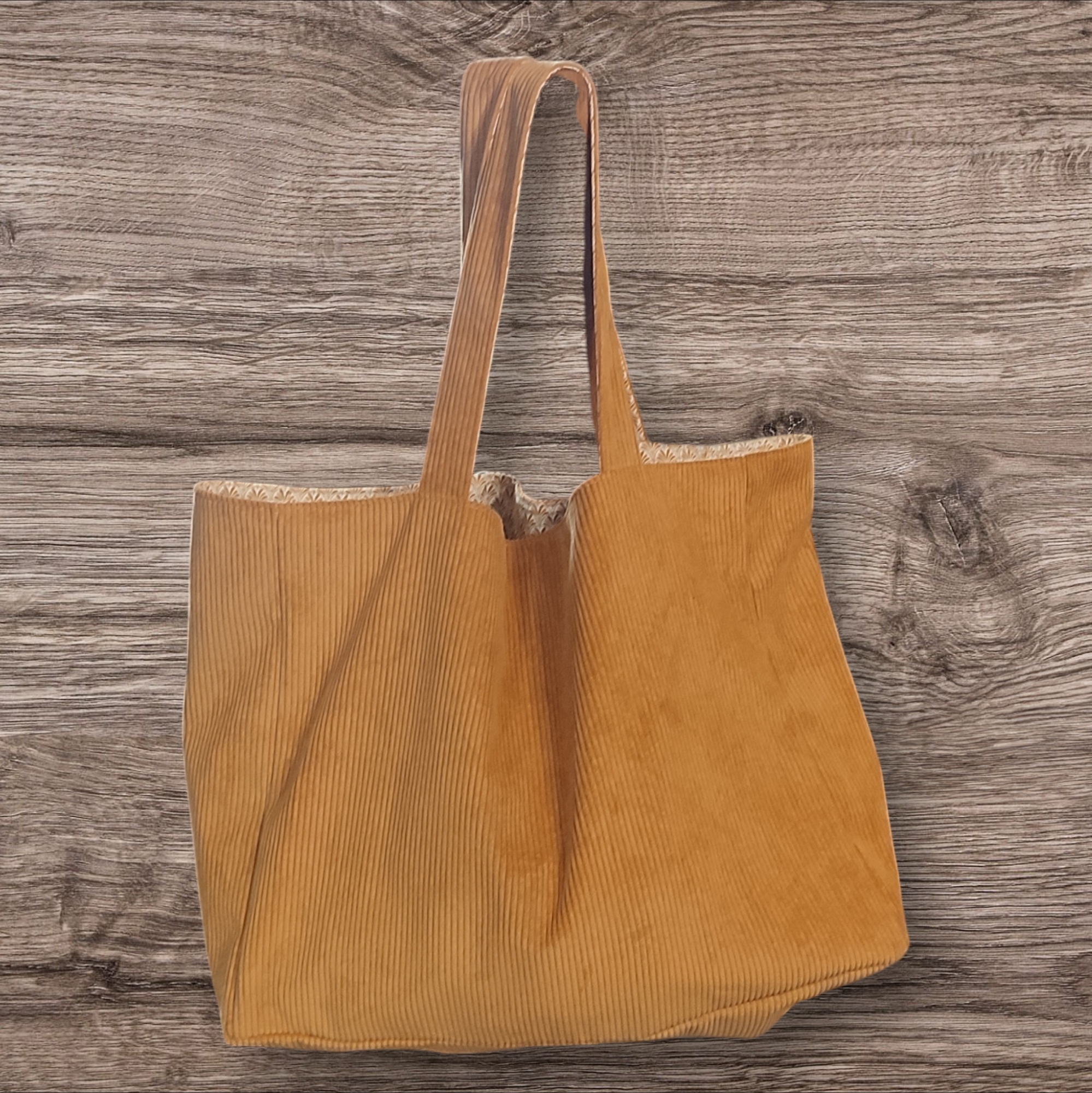 Sac cabas en velours côtelé réversible