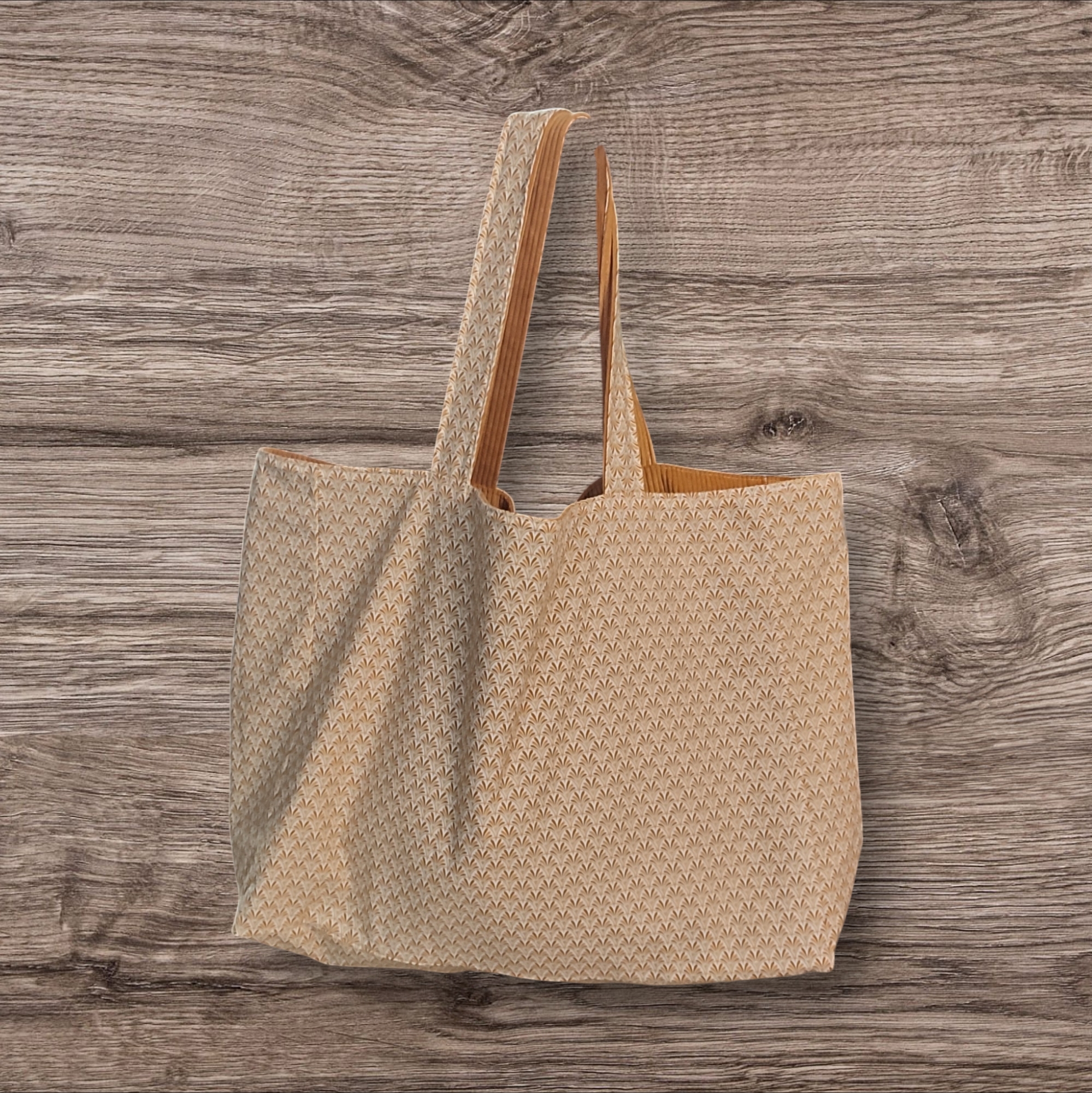 Sac cabas en velours côtelé réversible