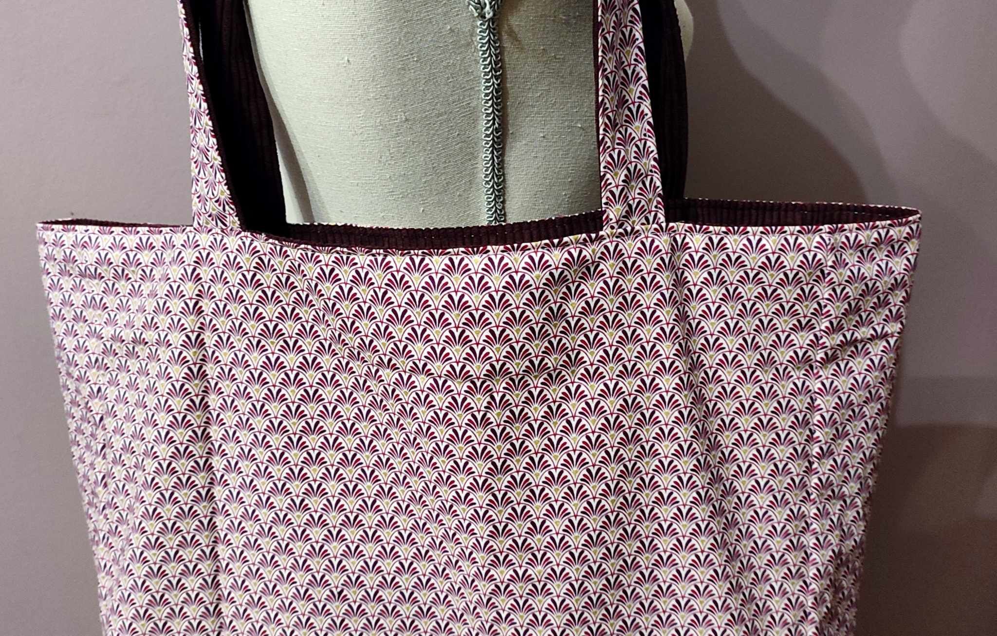 Sac cabas fourre-tout en velours côtelé