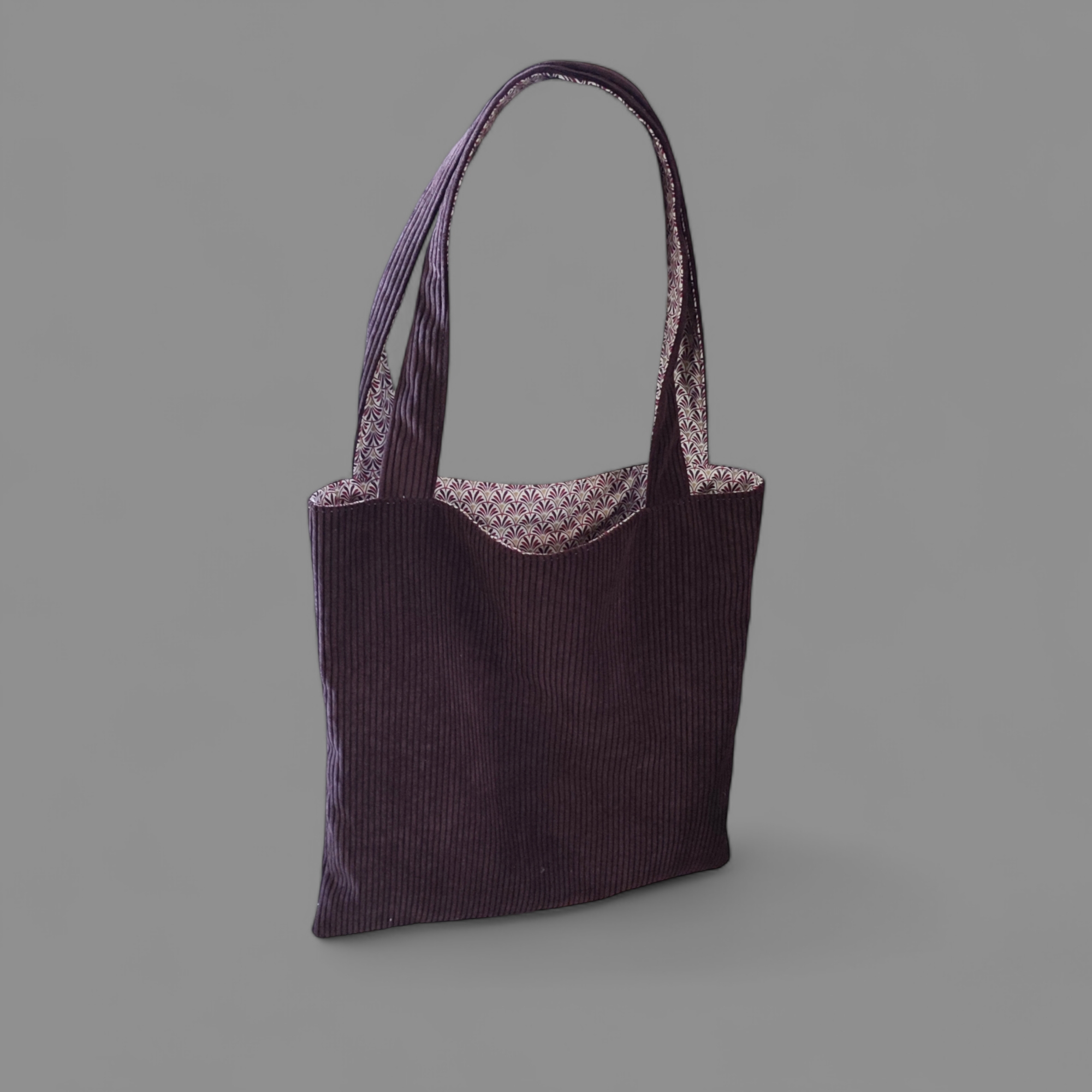 Tote bag en velours côtelé réversible
