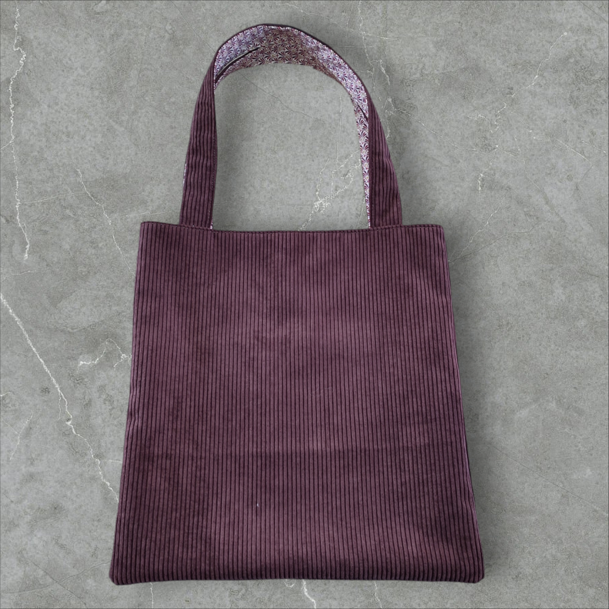 Tote bag en velours côtelé réversible
