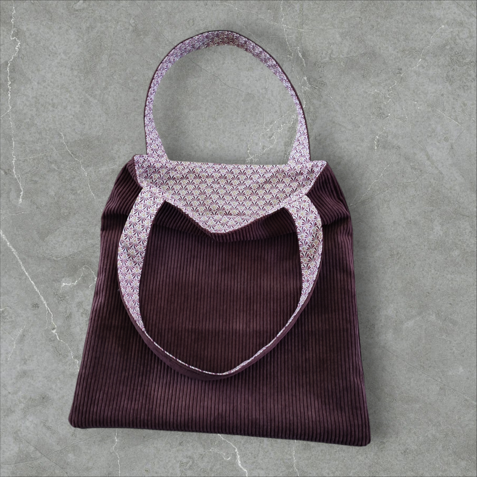 Tote bag en velours côtelé réversible