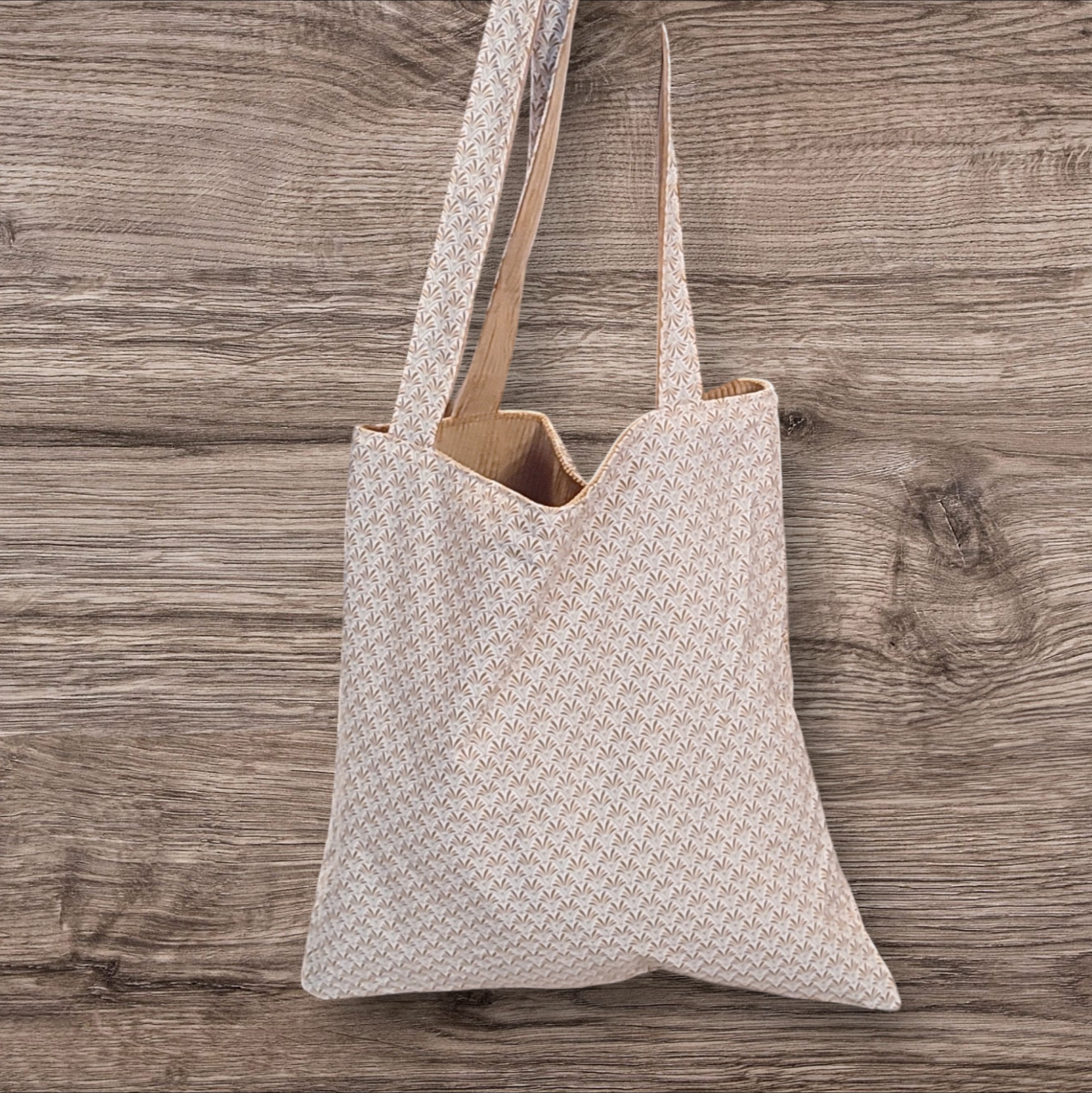 Tote bag en velours côtelé couleur cuury, réversible